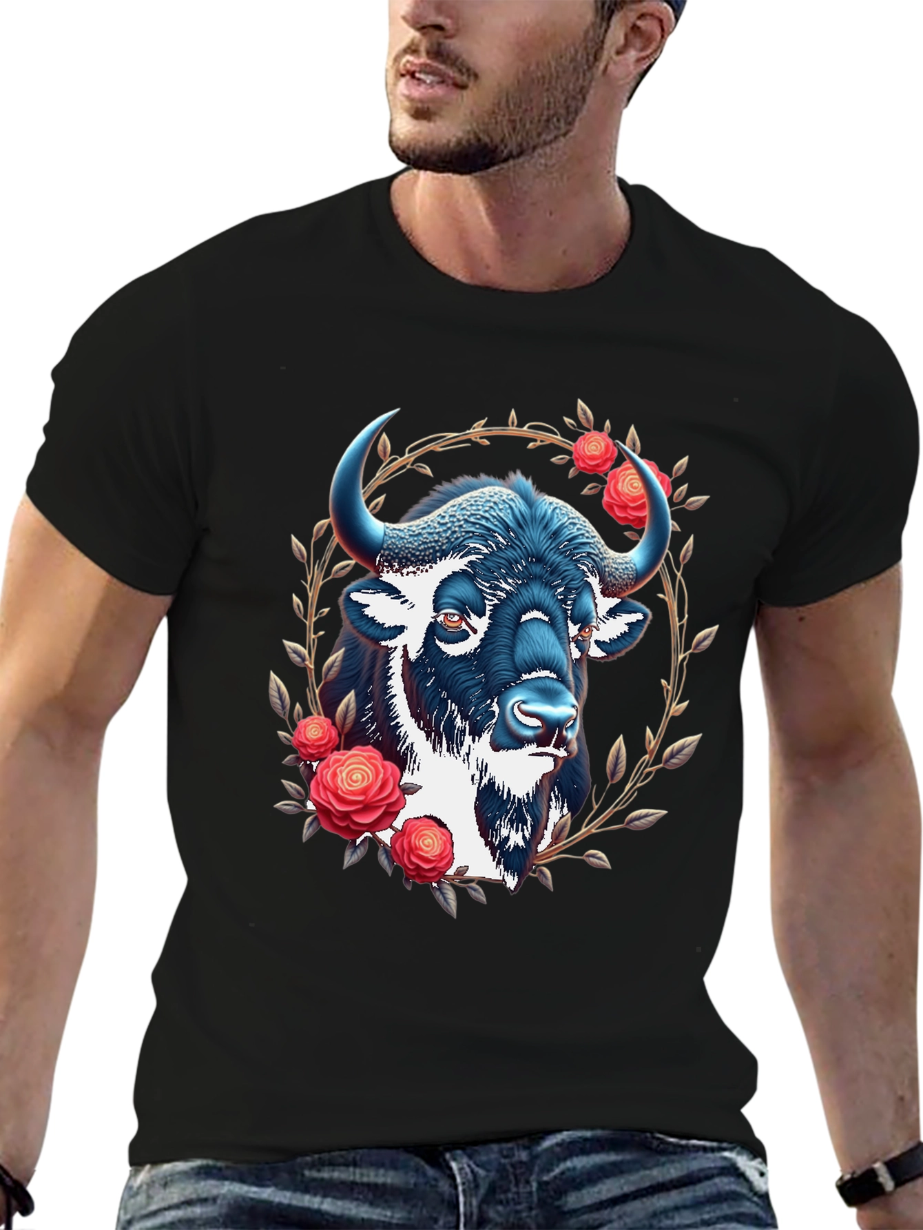 Buffalo Rose Graphic T-Shirt - Black