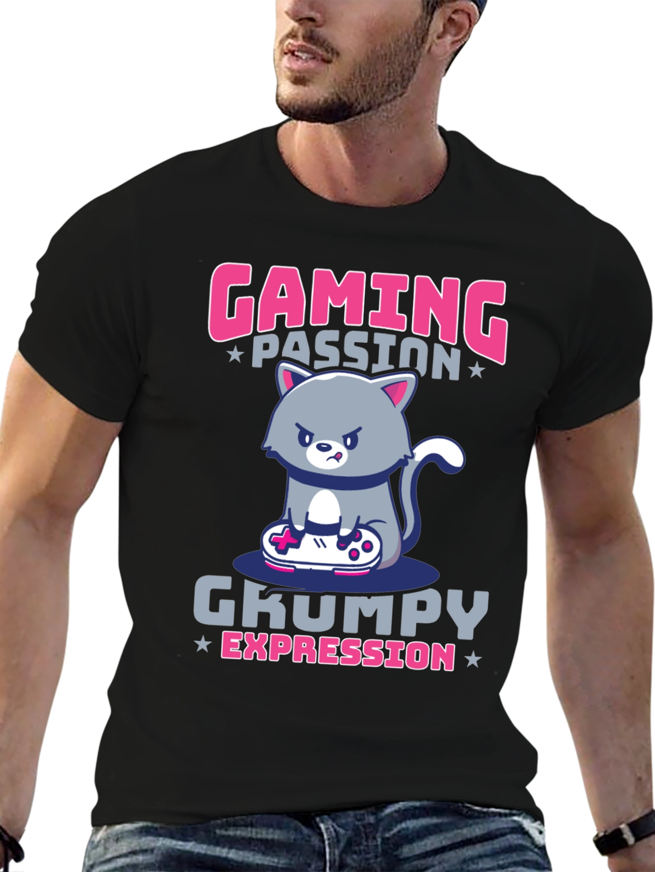 Gaming Passion Grumpy Expression T-Shirt