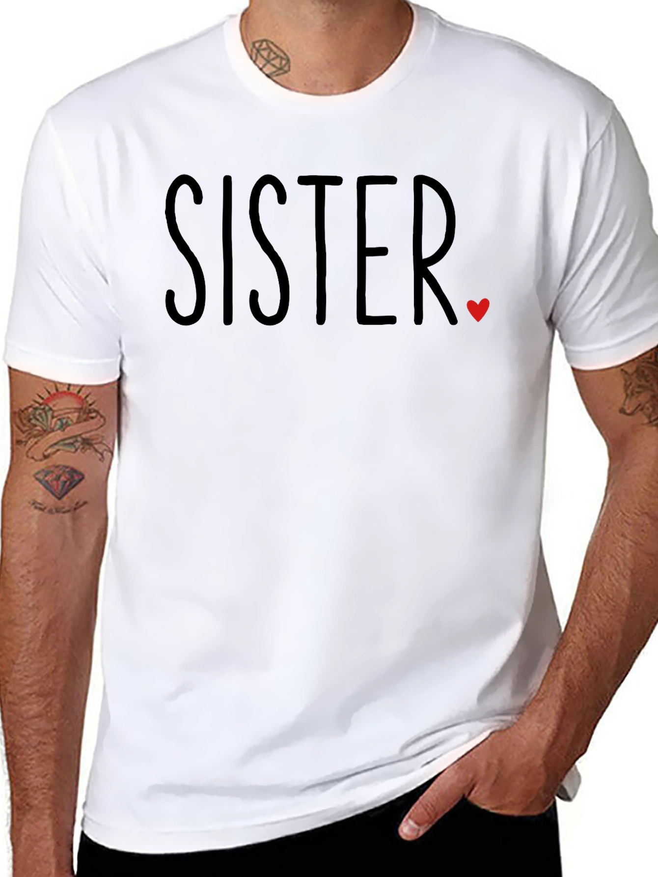 Sister Heart Graphic T-Shirt - Black