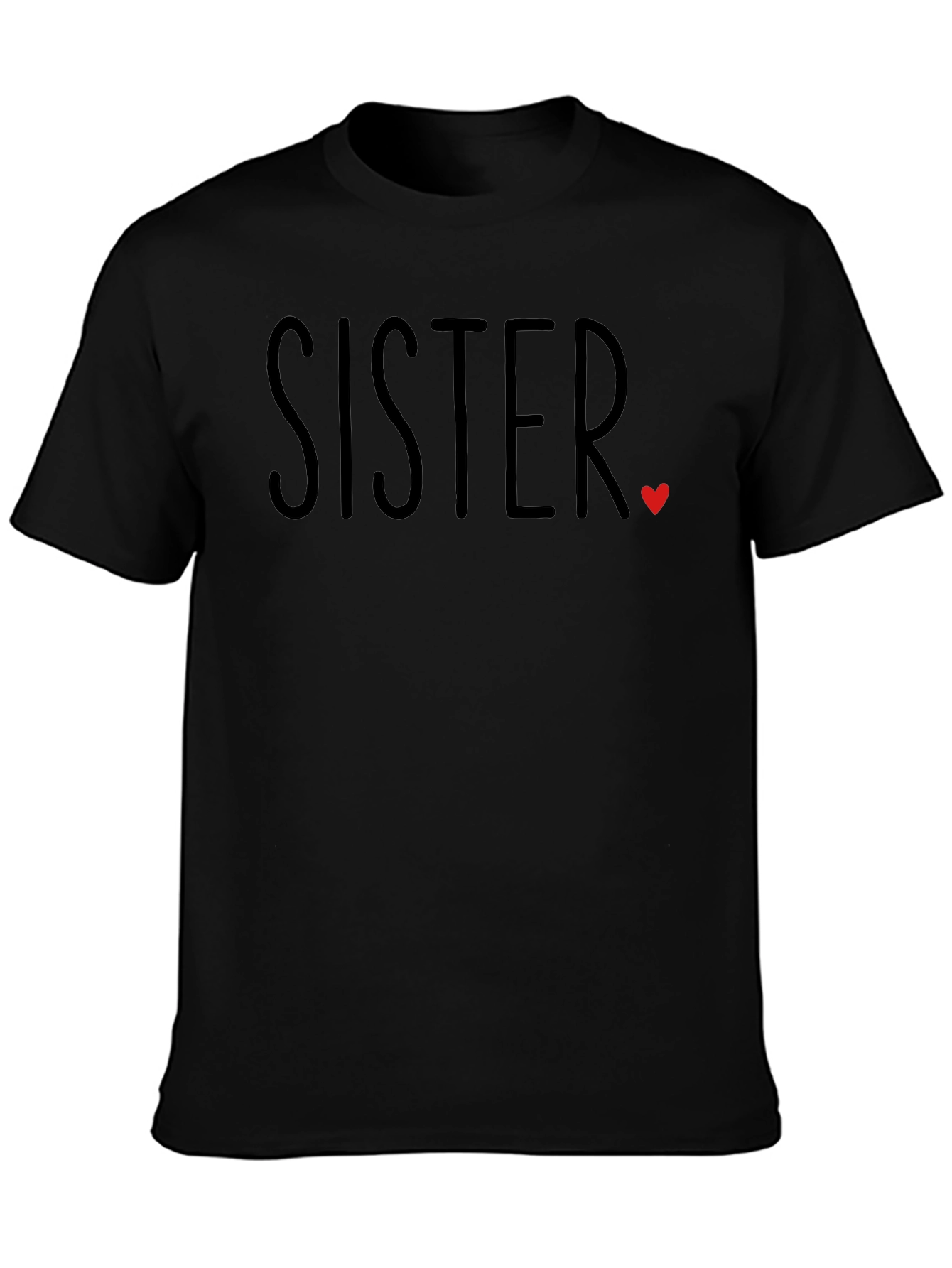 Sister Heart Graphic T-Shirt - Black