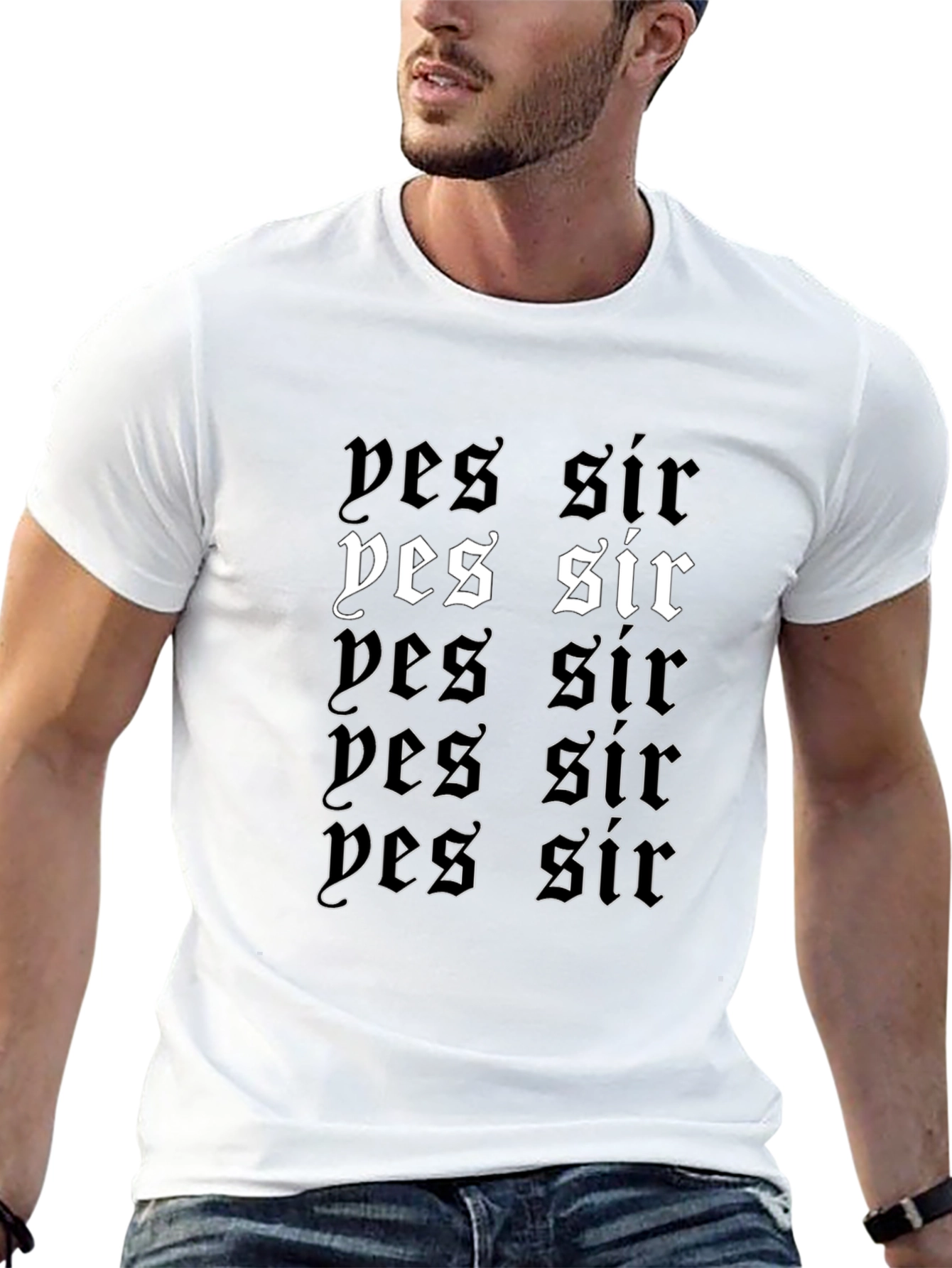 Yes Sir Graphic Print T-Shirt