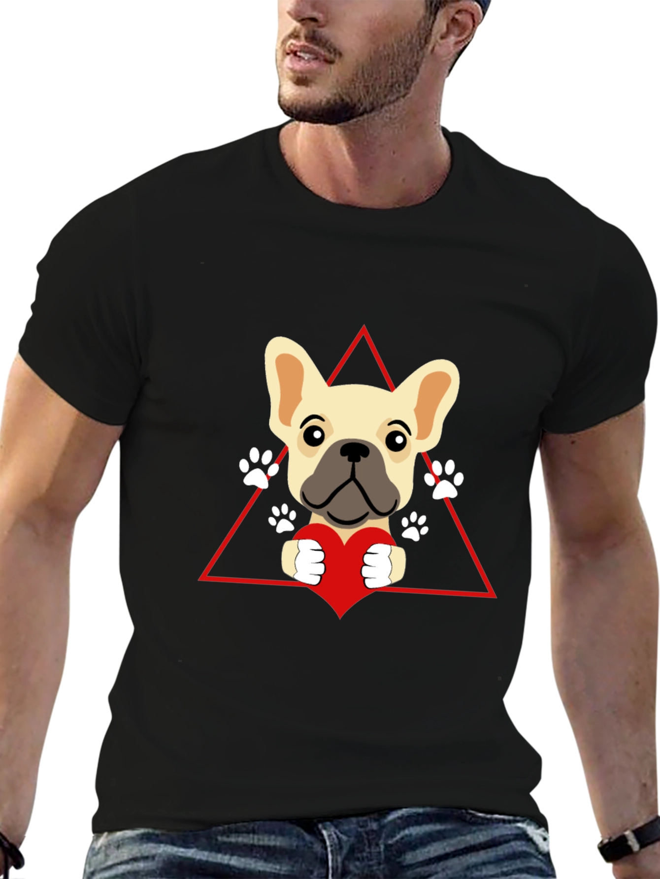 Cute Bulldog Heart Graphic Tee