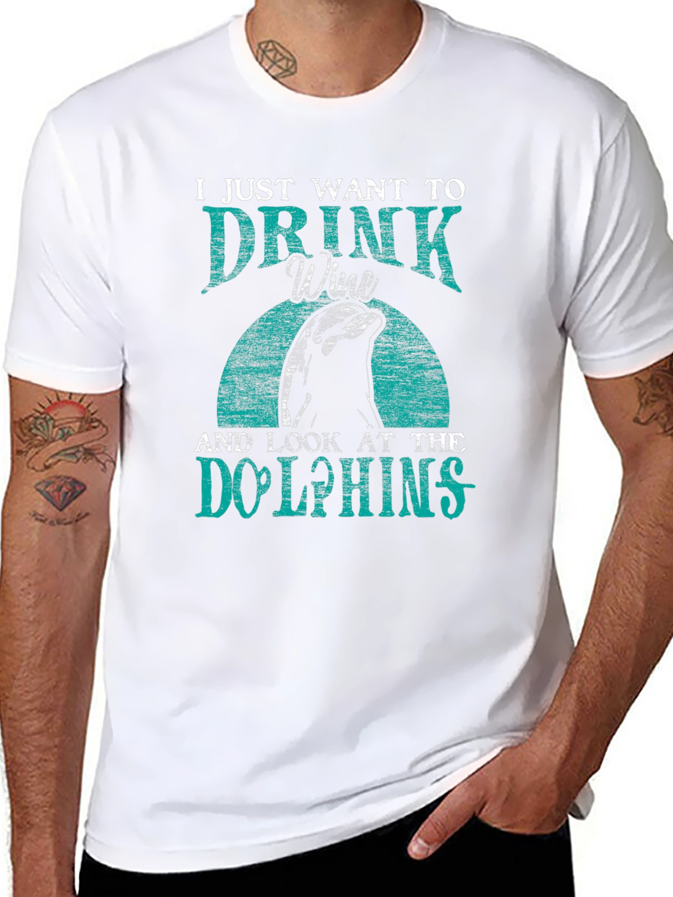 Drink Wine & Look at Dolphins T-Shirt