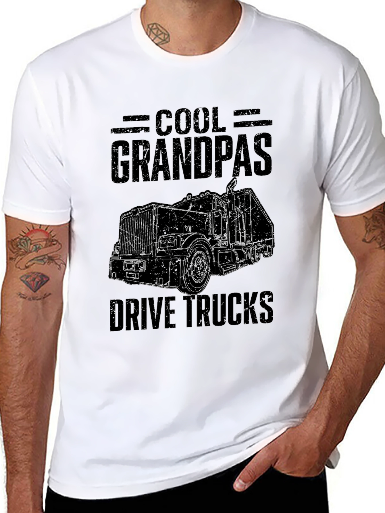 Cool Grandpas Drive Trucks T-Shirt - Black