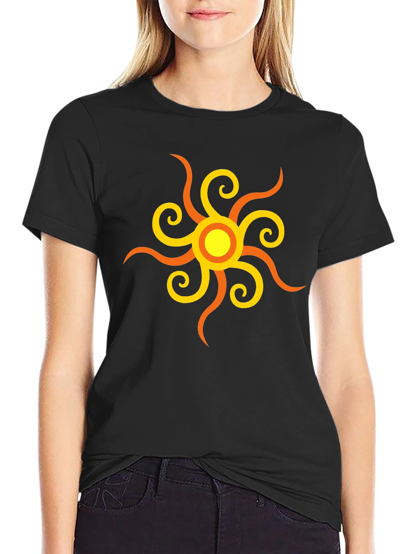 Sunburst Graphic Tee - Stylish Black Cotton Shirt