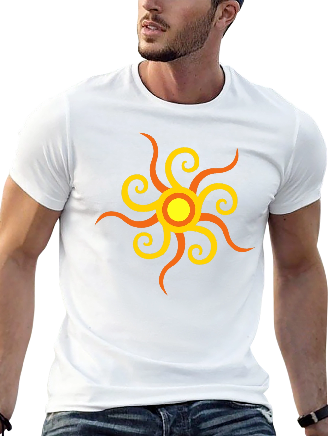 Sunburst Graphic Tee - Stylish Black Cotton Shirt