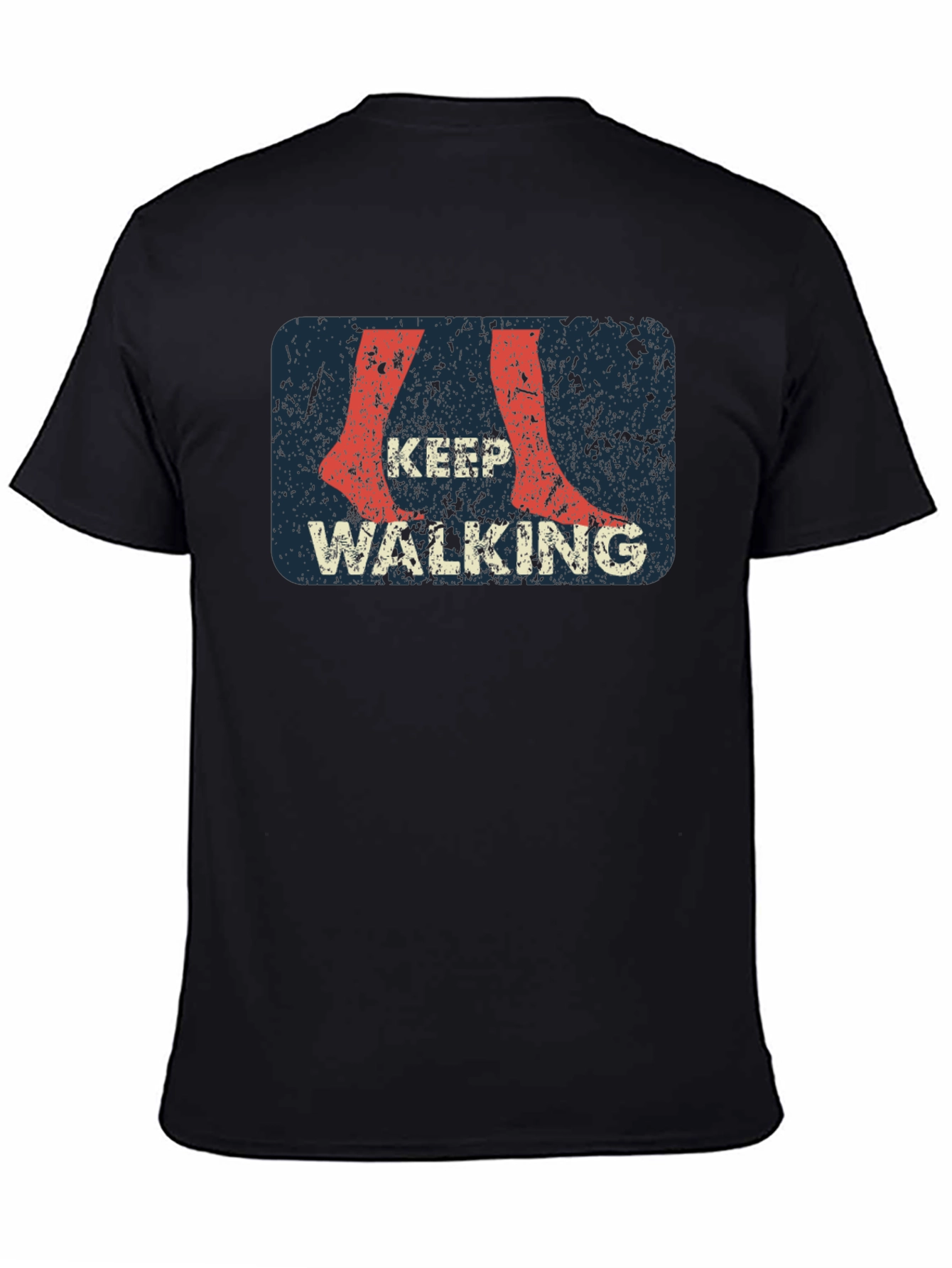 Keep Walking Graphic Print Black T-Shirt