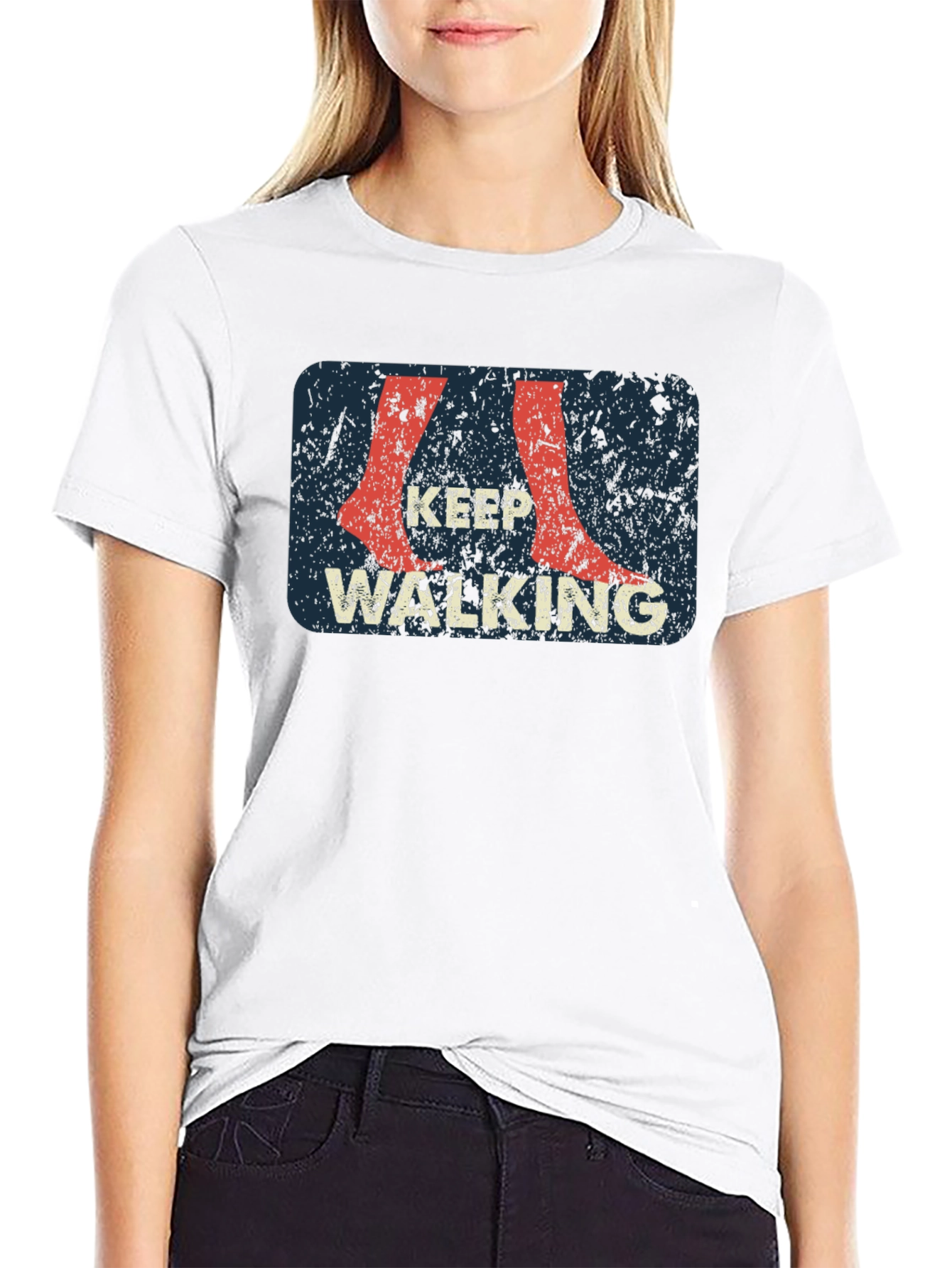 Keep Walking Graphic Print Black T-Shirt