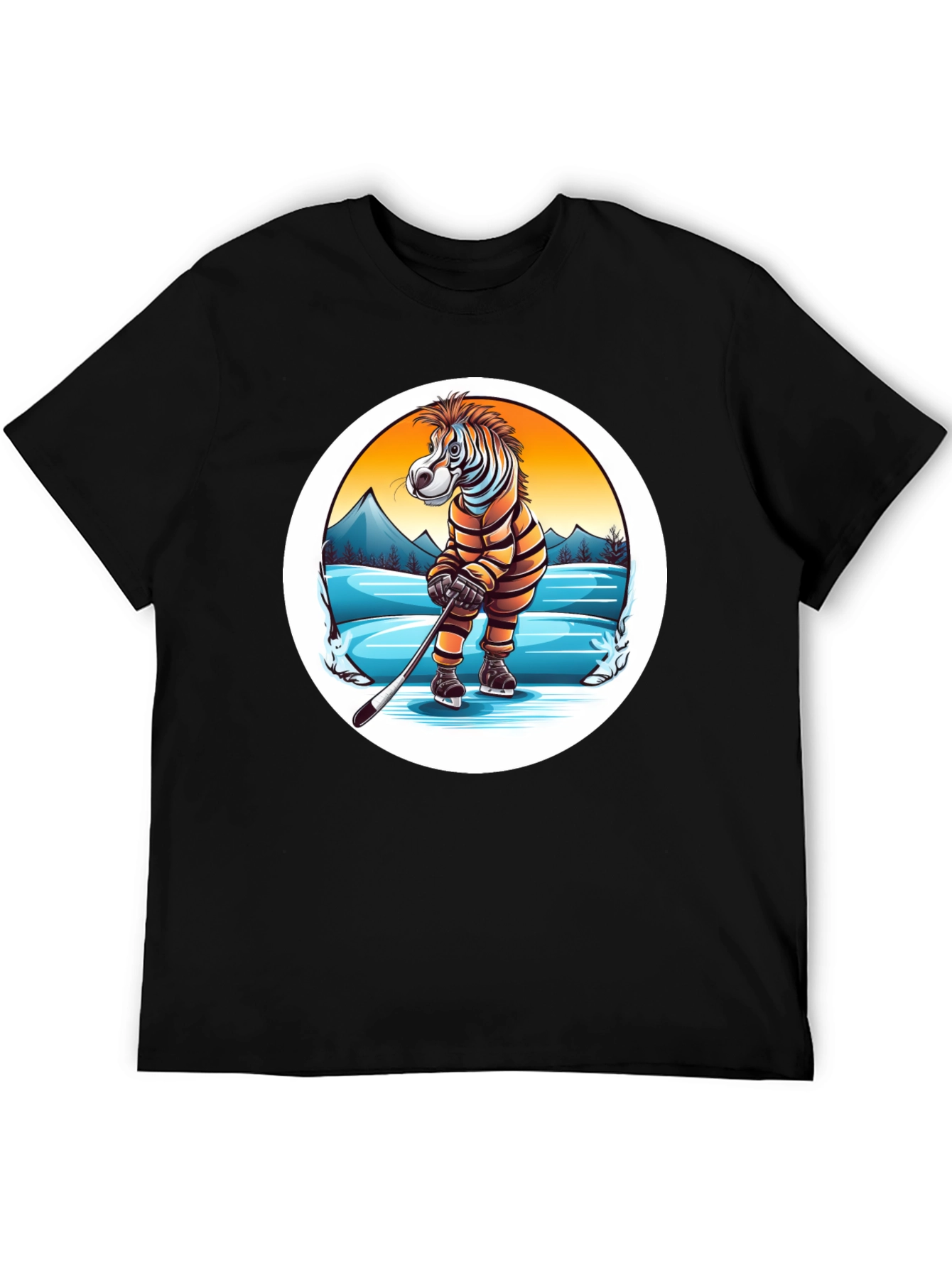 Zebra Hockey Player Graphic Tee