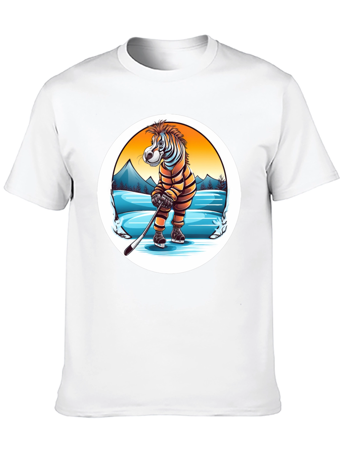 Zebra Hockey Player Graphic Tee