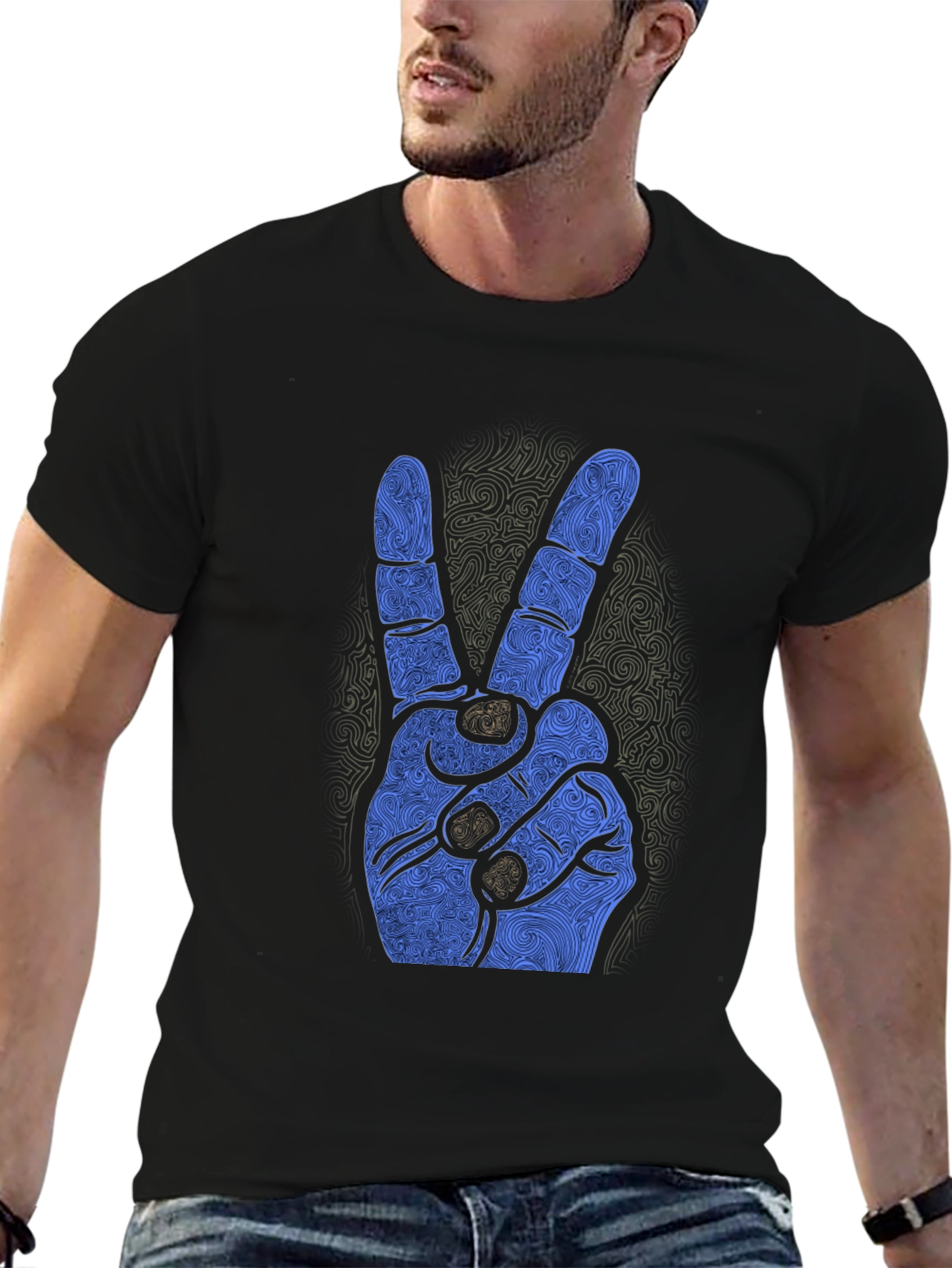 Peace Sign Graphic Black Tee