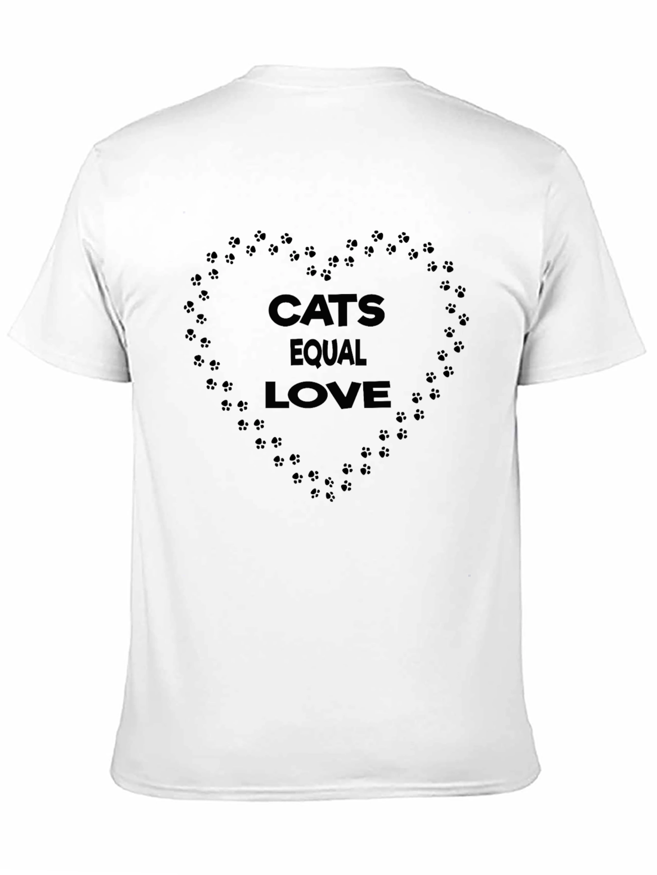 Cats Equal Love Heart Paw Print Graphic Tee
