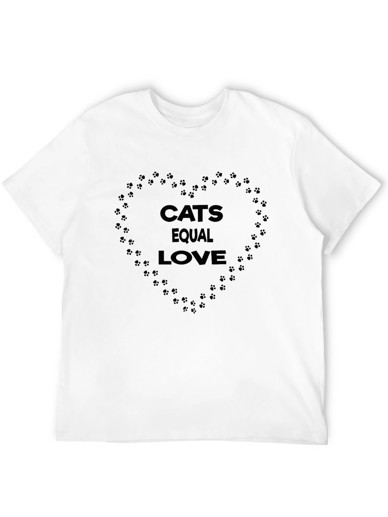 Cats Equal Love Heart Paw Print Graphic Tee