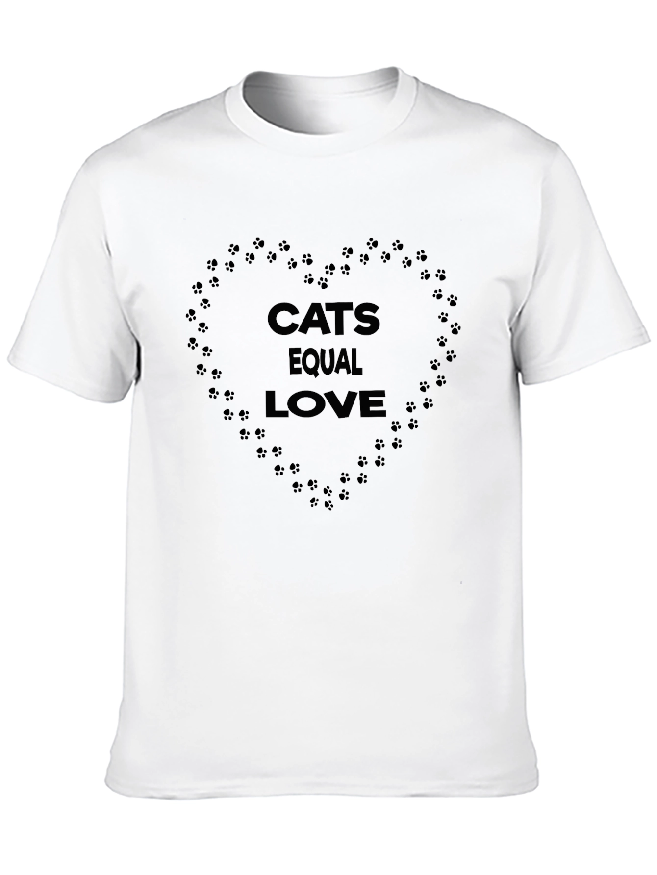 Cats Equal Love Heart Paw Print Graphic Tee