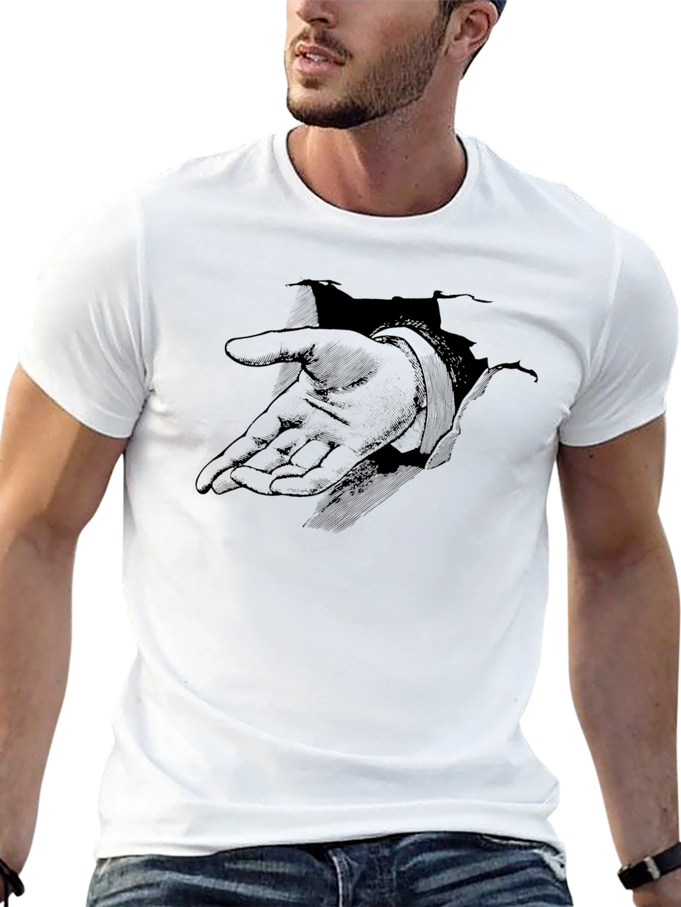 Graphic Print T-Shirt - Hand Emerging Design