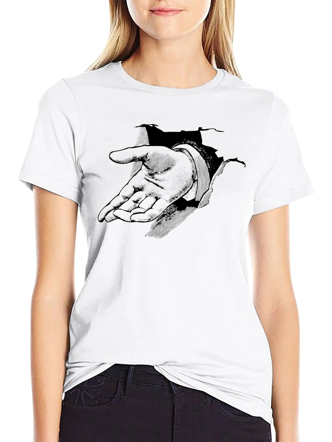 Graphic Print T-Shirt - Hand Emerging Design