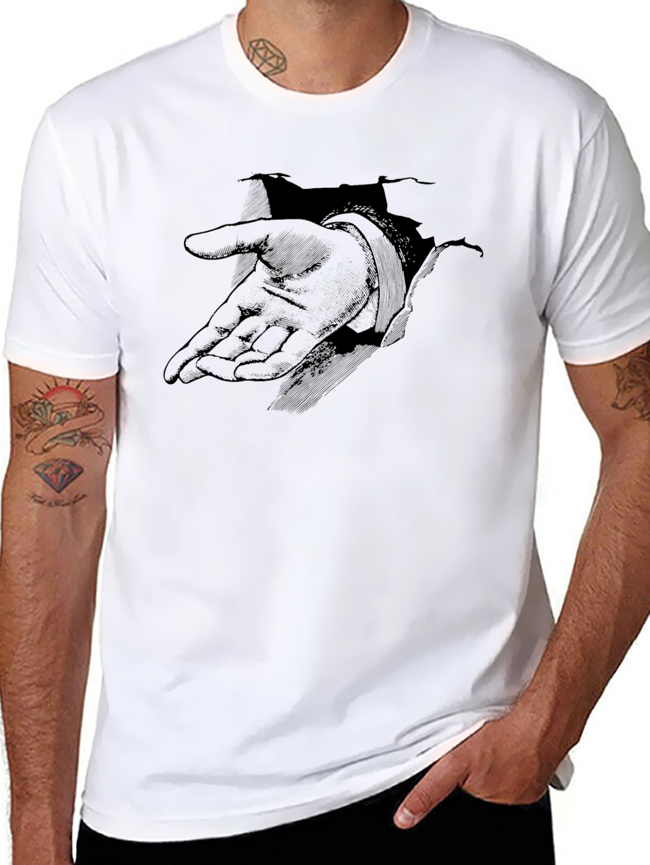 Graphic Print T-Shirt - Hand Emerging Design