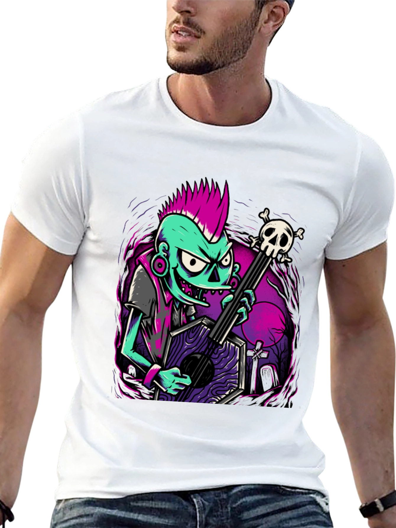 Zombie Guitarist Graphic Tee - Punk Rock Style