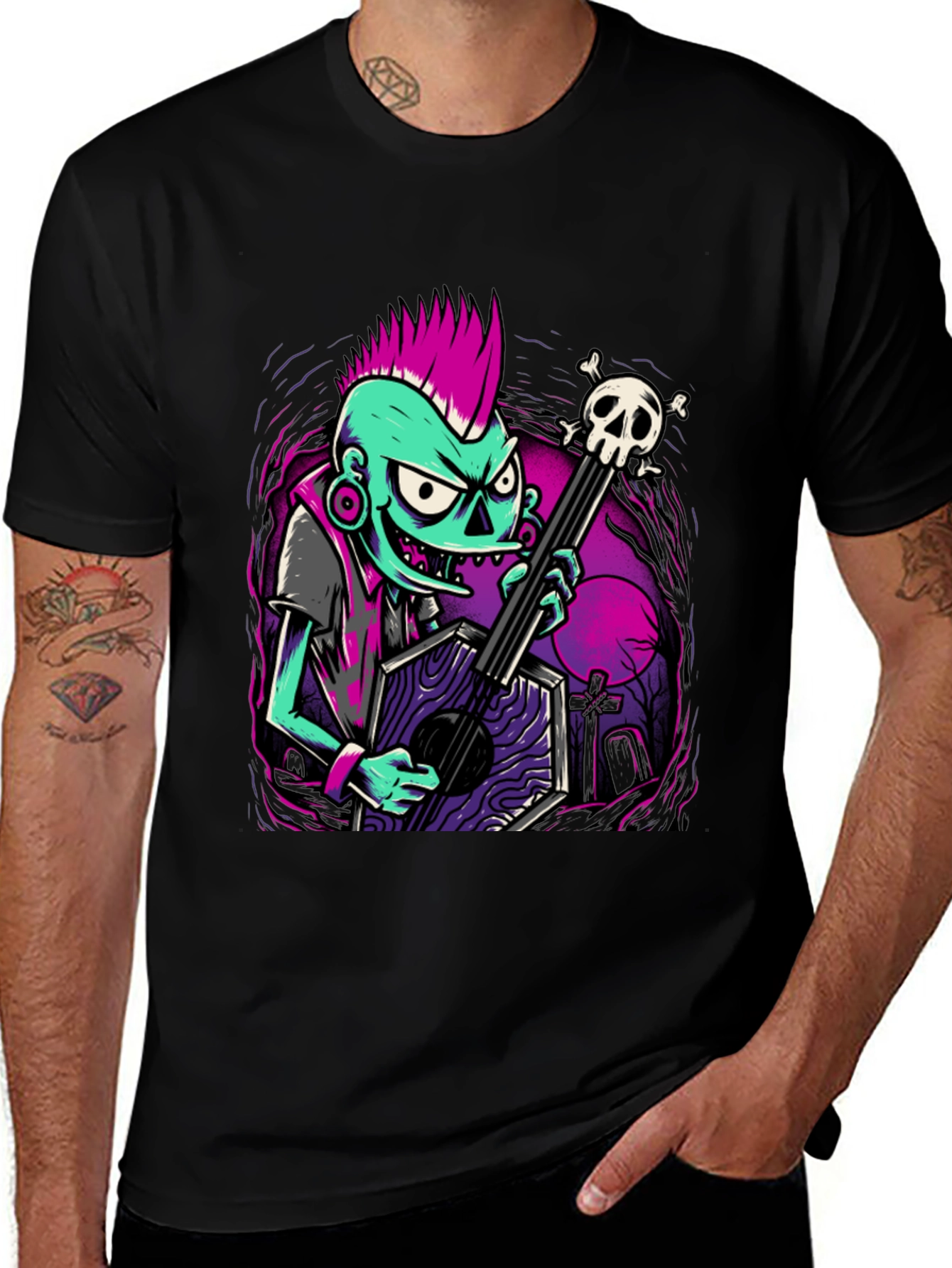 Zombie Guitarist Graphic Tee - Punk Rock Style