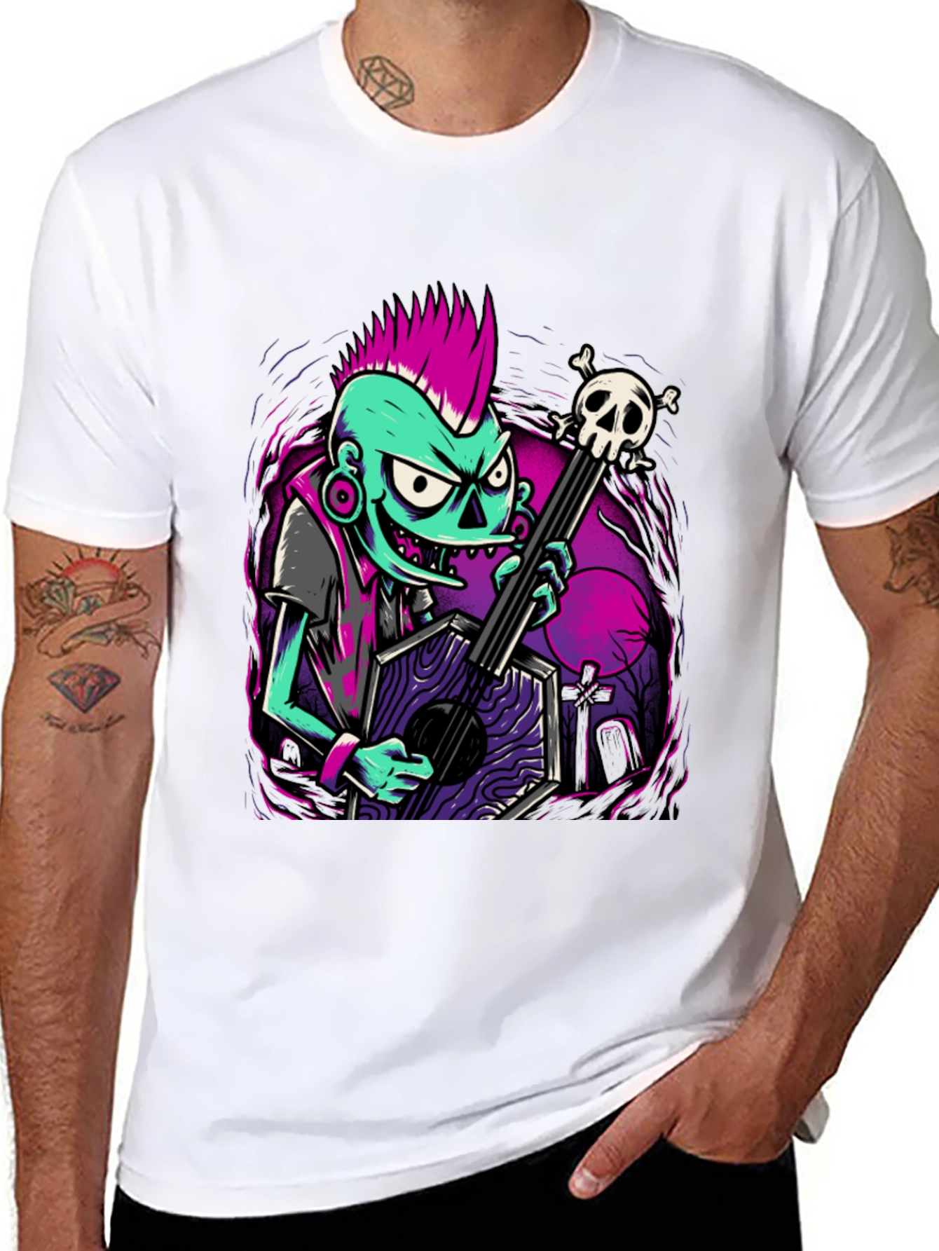 Zombie Guitarist Graphic Tee - Punk Rock Style
