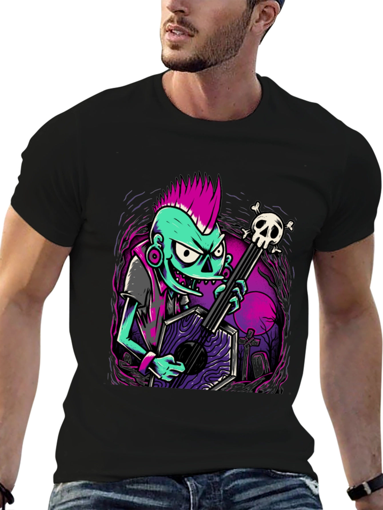 Zombie Guitarist Graphic Tee - Punk Rock Style