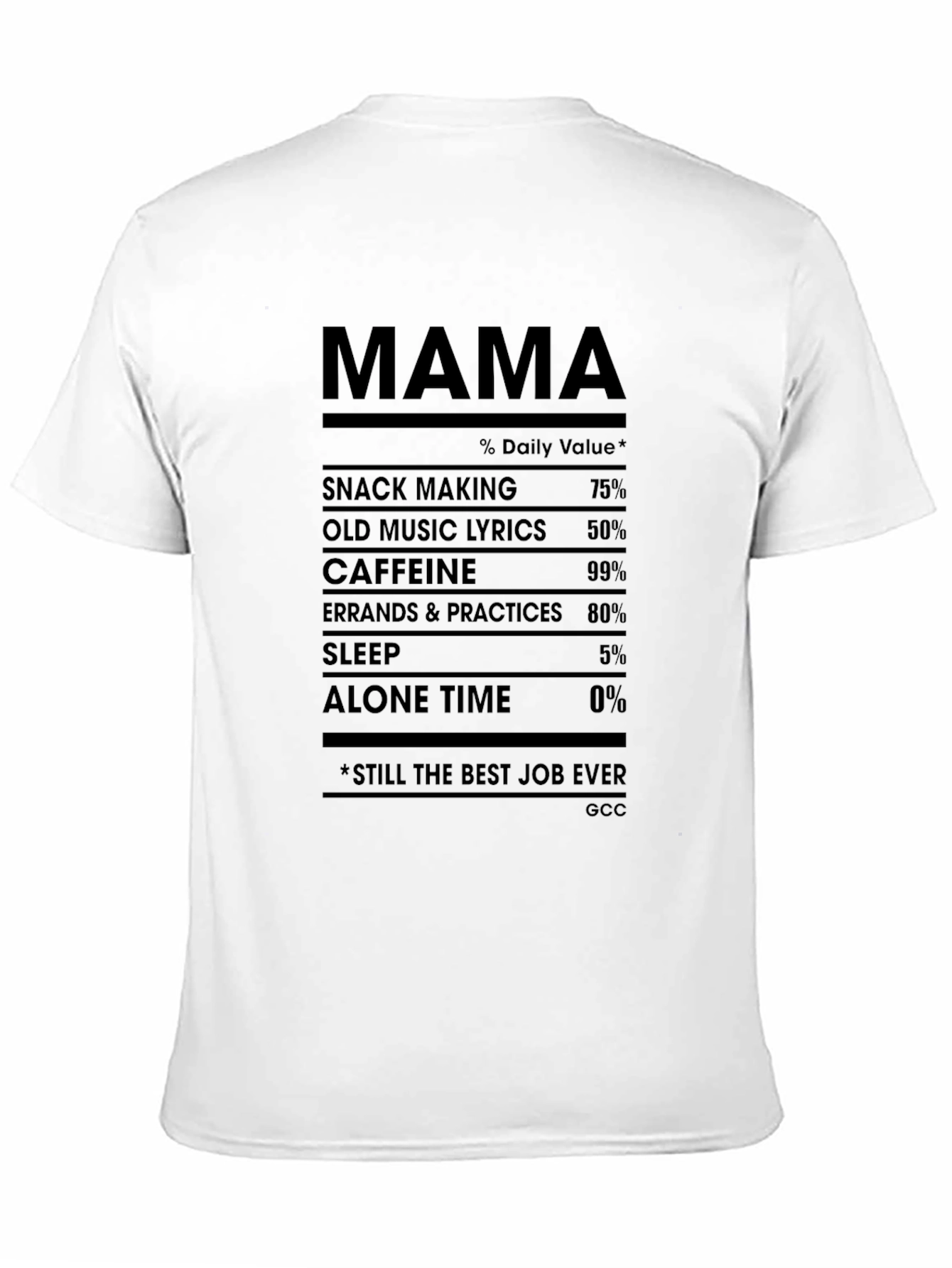 Mama Nutritional Facts Black T-Shirt