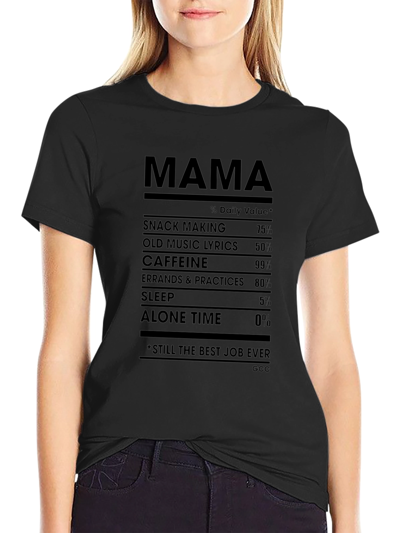 Mama Nutritional Facts Black T-Shirt