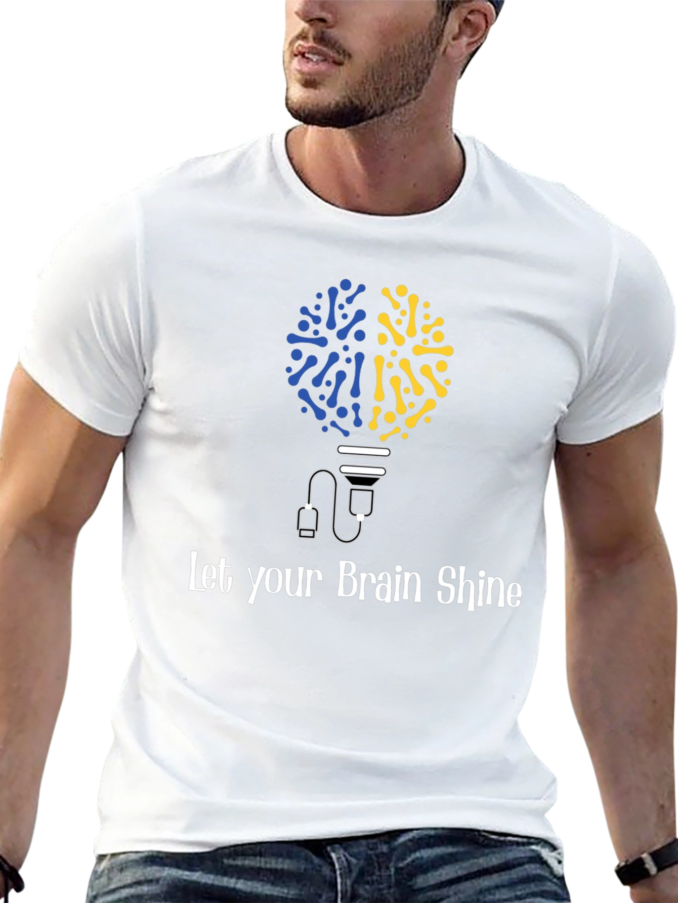 Brain Lightbulb Graphic T-Shirt - Let Your Brain Shine!