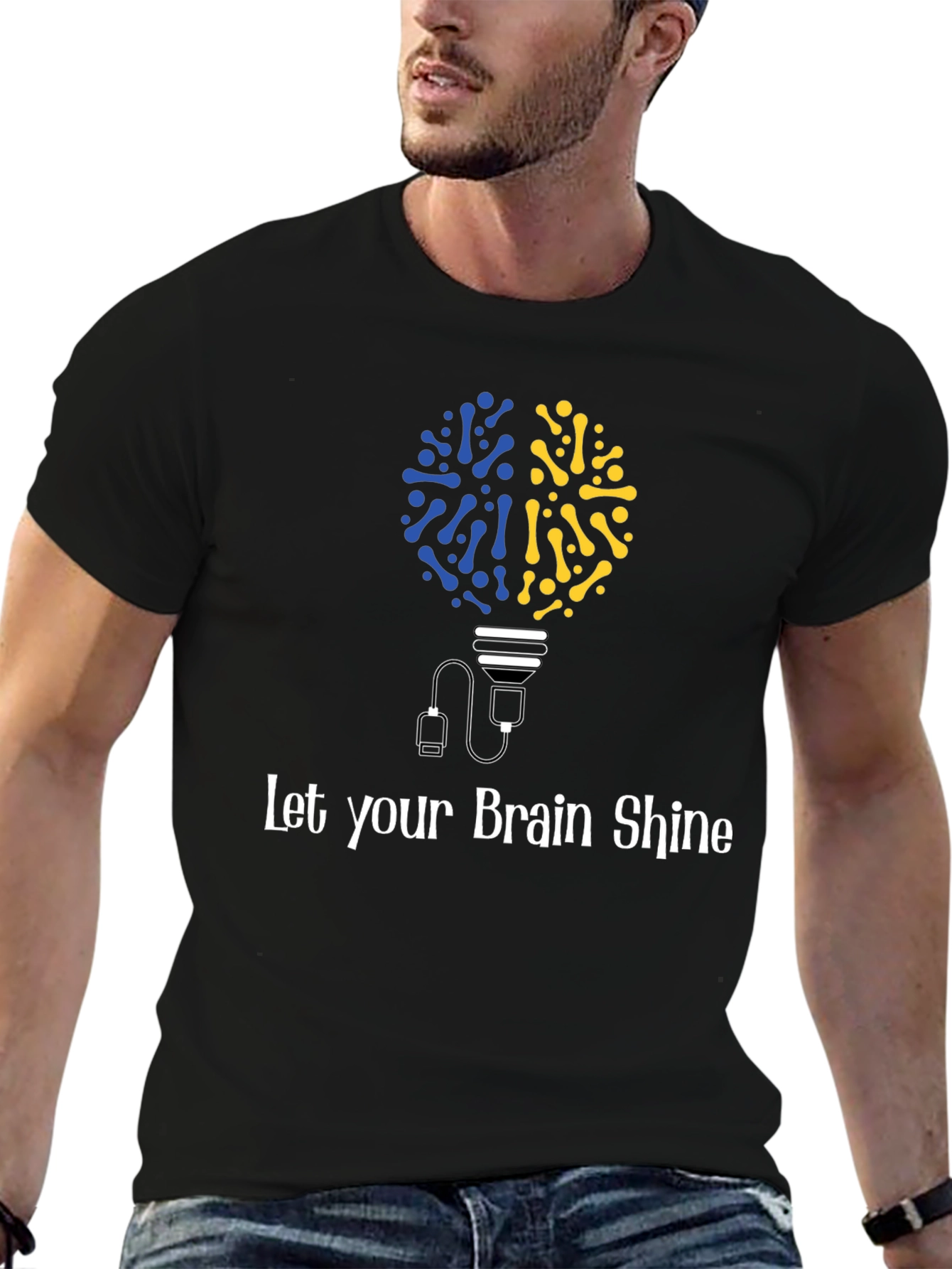 Brain Lightbulb Graphic T-Shirt - Let Your Brain Shine!