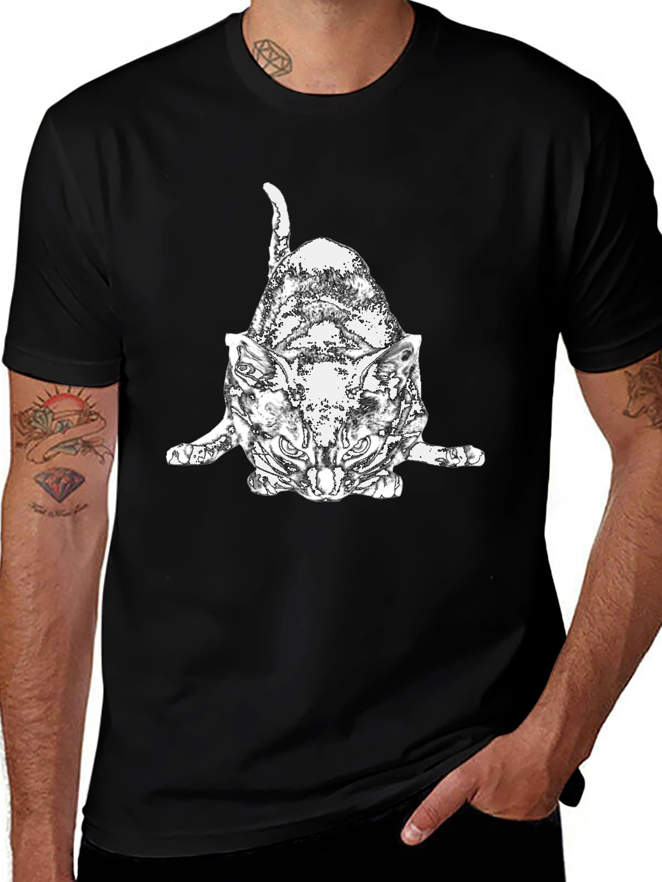 Cool Cat Graphic T-Shirt - Black