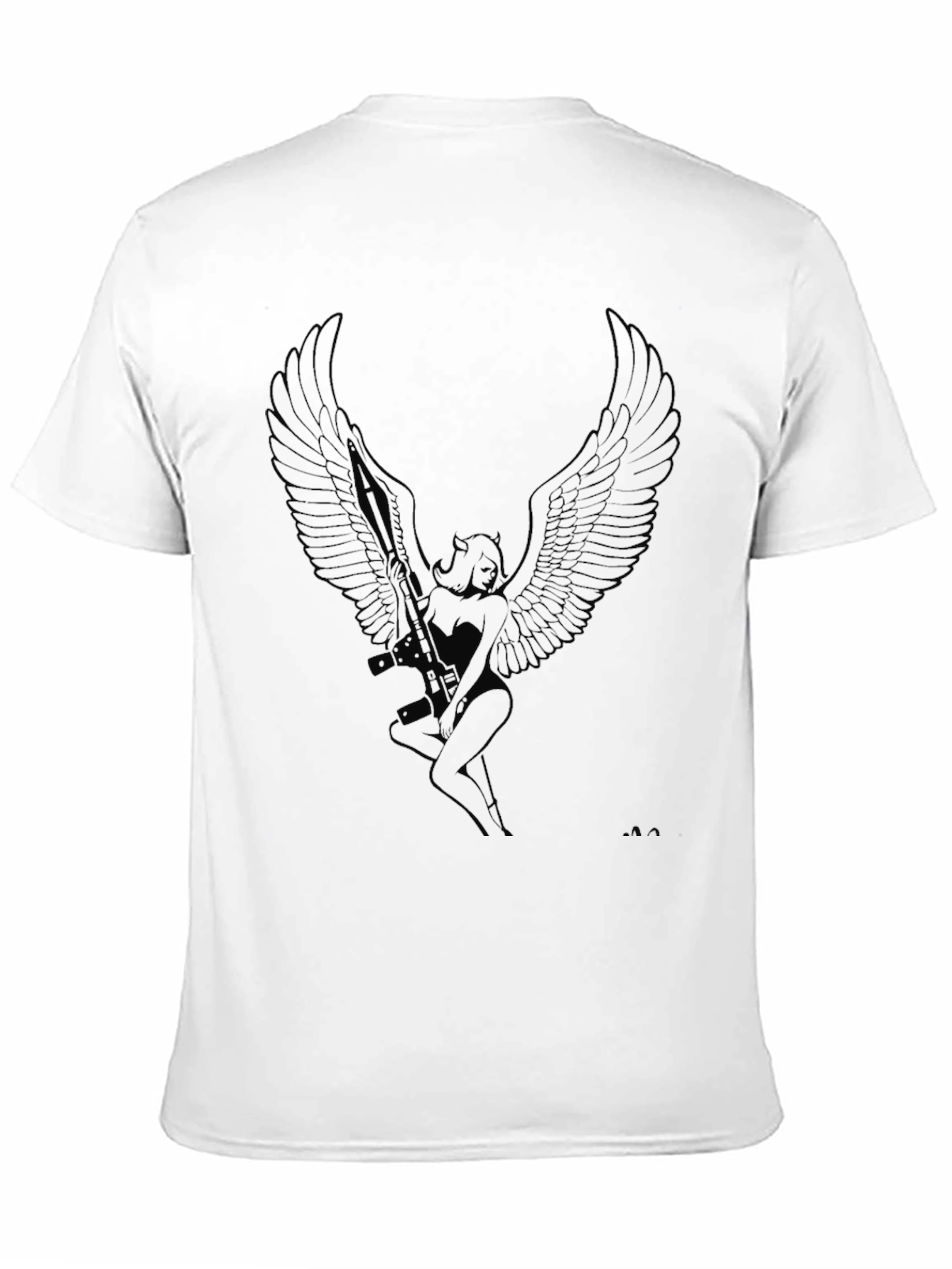 Winged Angel Graphic Tee - Black Cotton Comfort