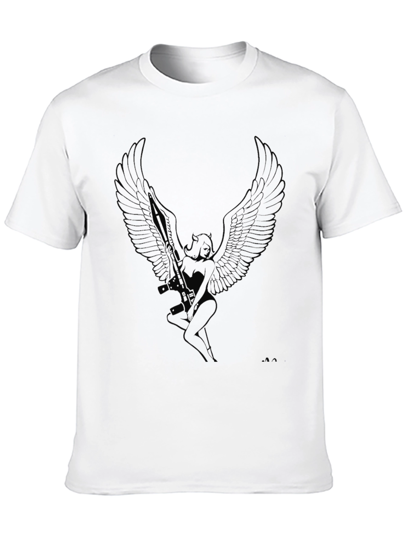 Winged Angel Graphic Tee - Black Cotton Comfort