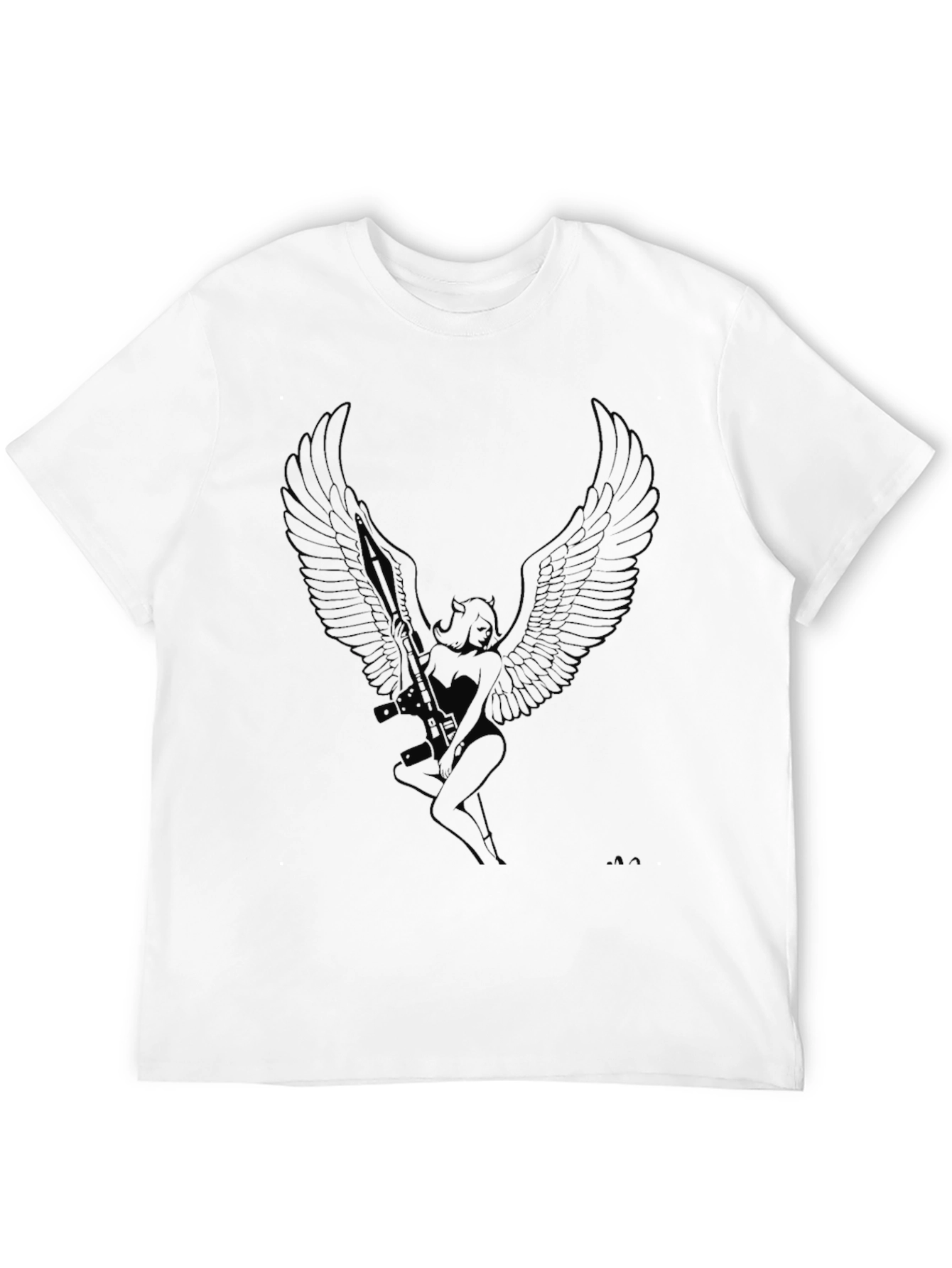Winged Angel Graphic Tee - Black Cotton Comfort