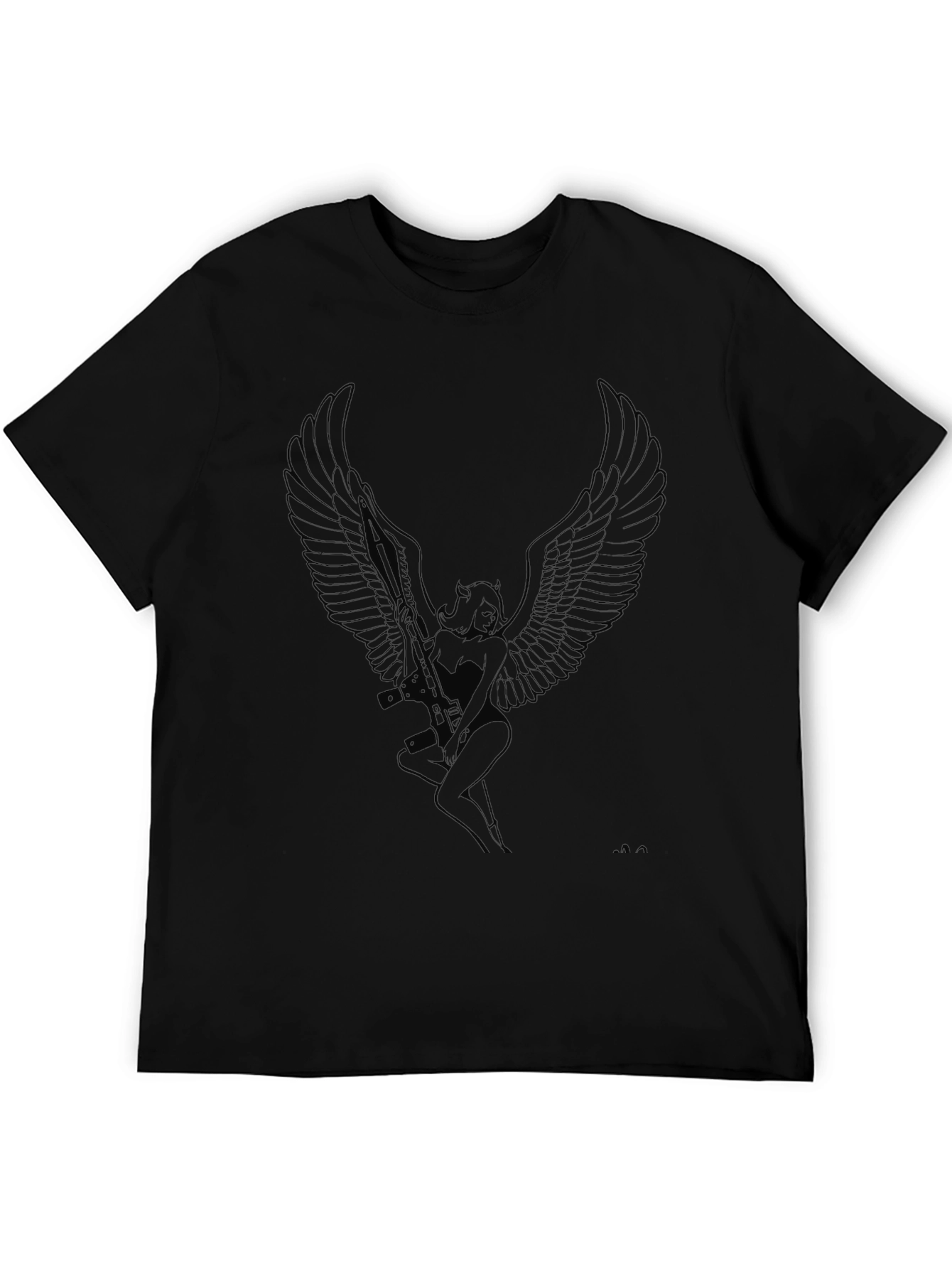 Winged Angel Graphic Tee - Black Cotton Comfort