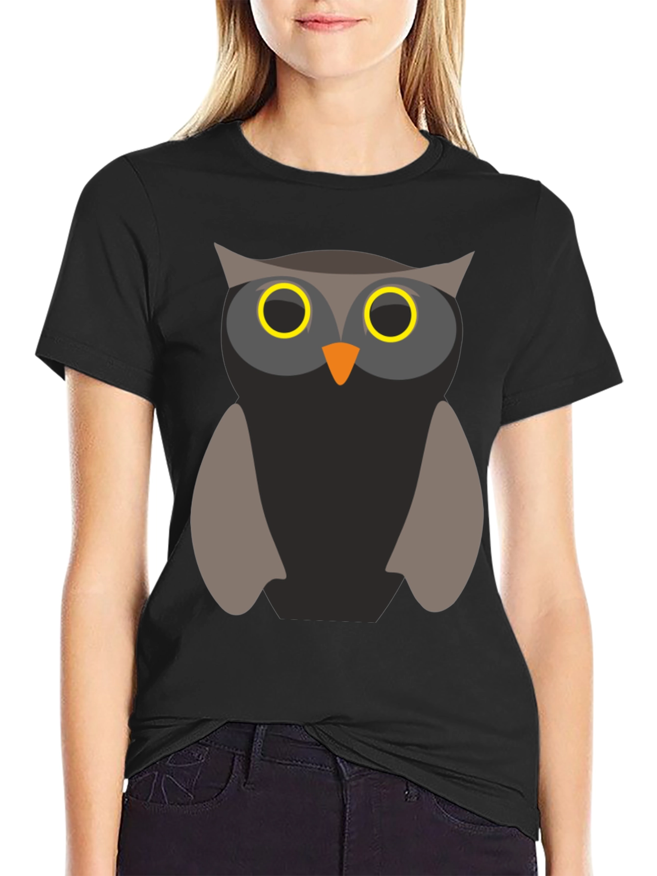 Owl Graphic Print Mens T-Shirt - Black