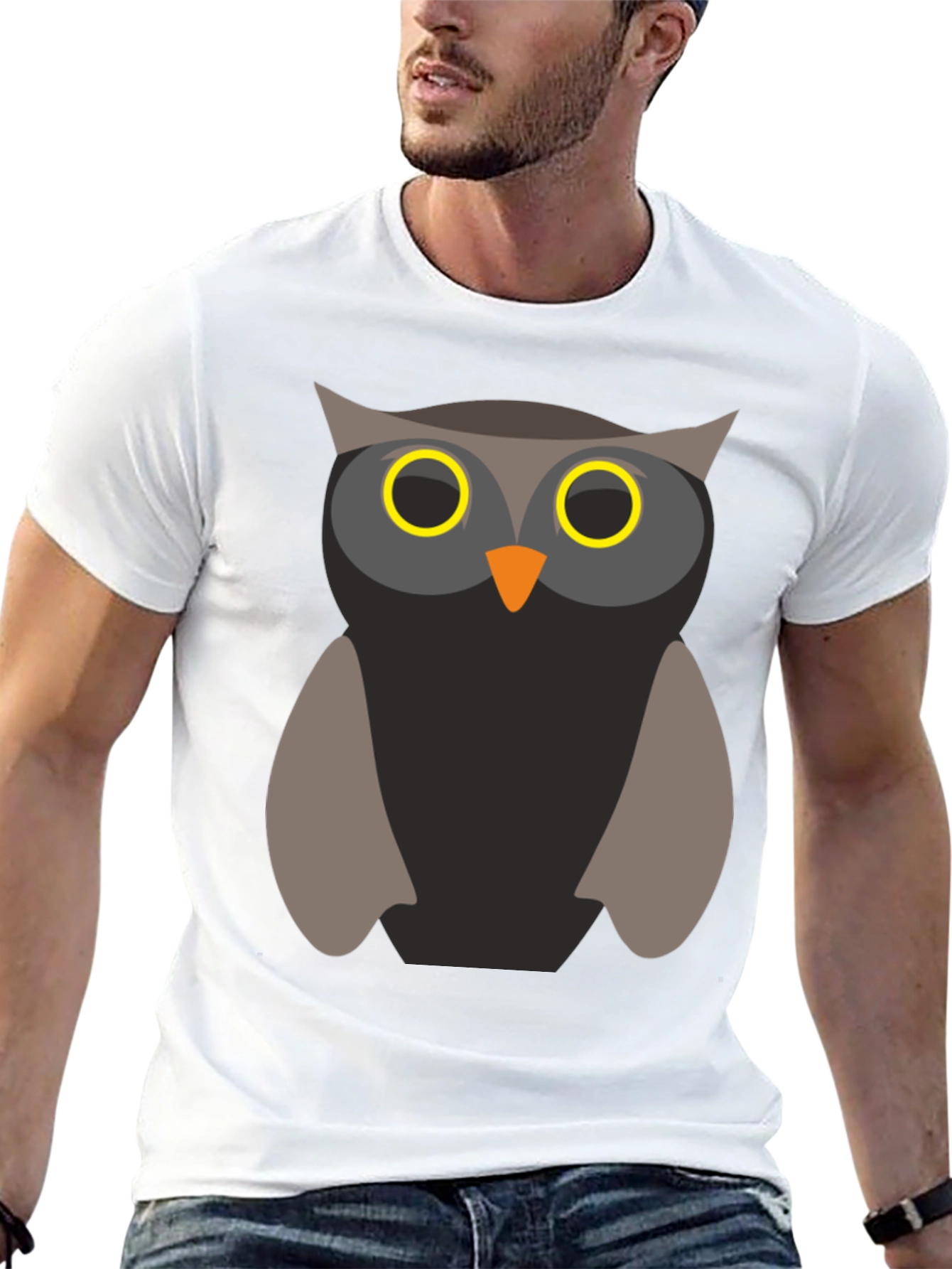 Owl Graphic Print Mens T-Shirt - Black