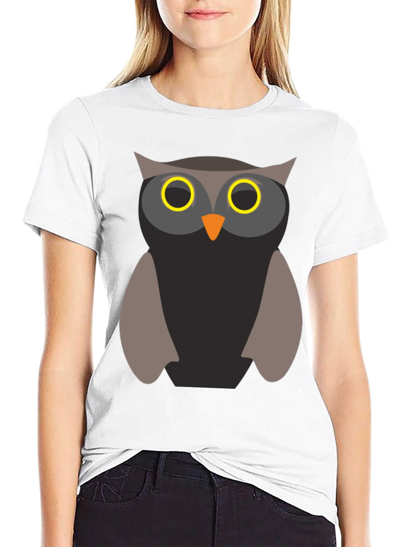 Owl Graphic Print Mens T-Shirt - Black