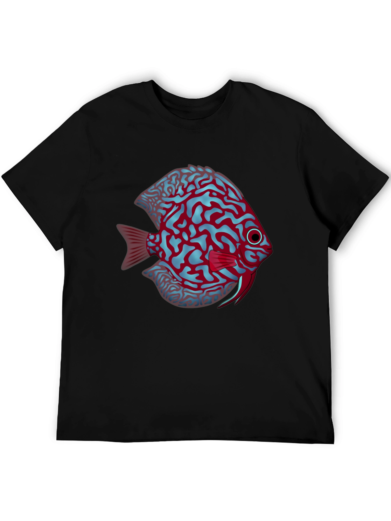 Cool Graphic Fish Print Black Tee