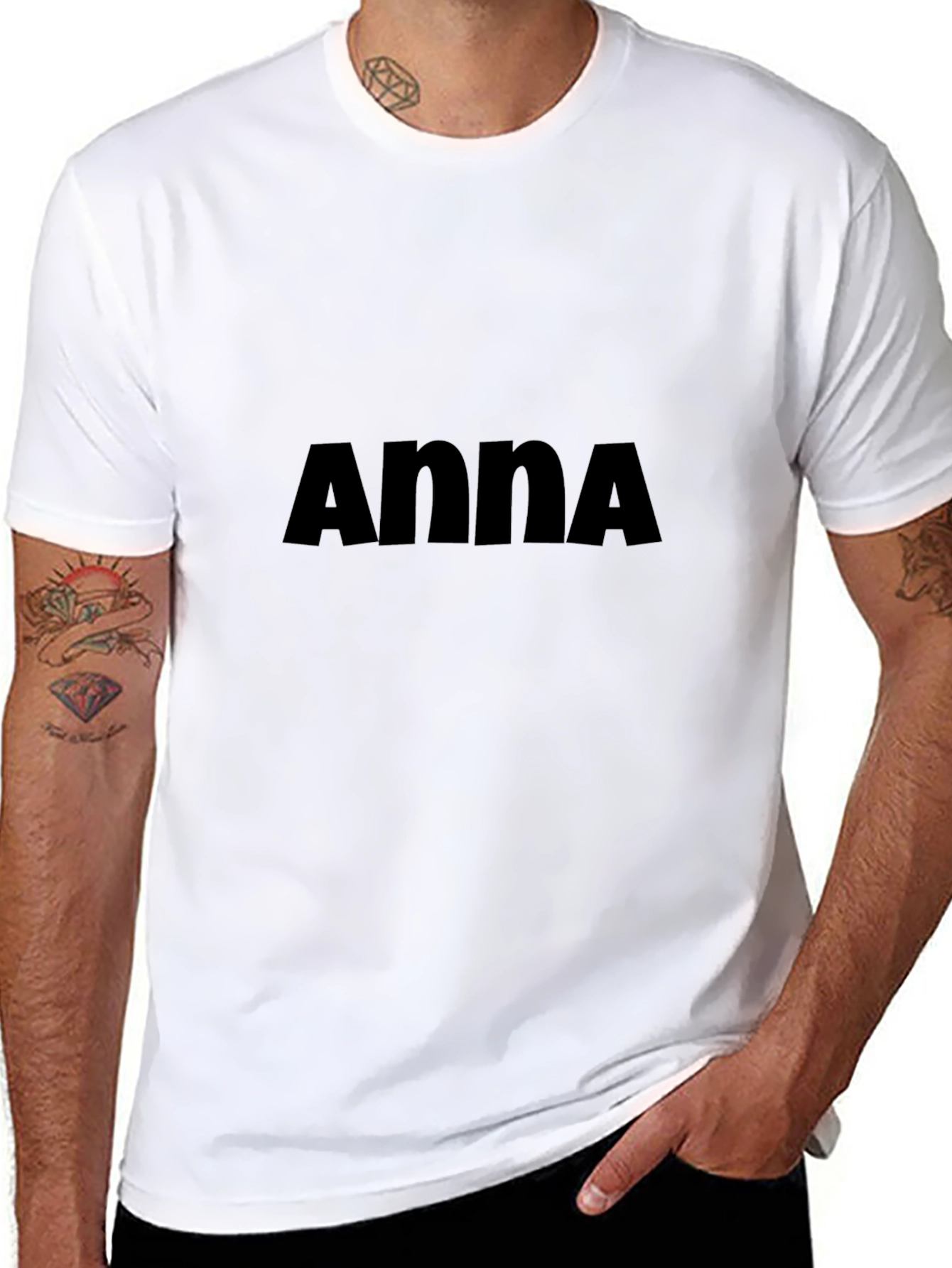 Anna Graphic Tee - Solid Black Crew Neck T-Shirt
