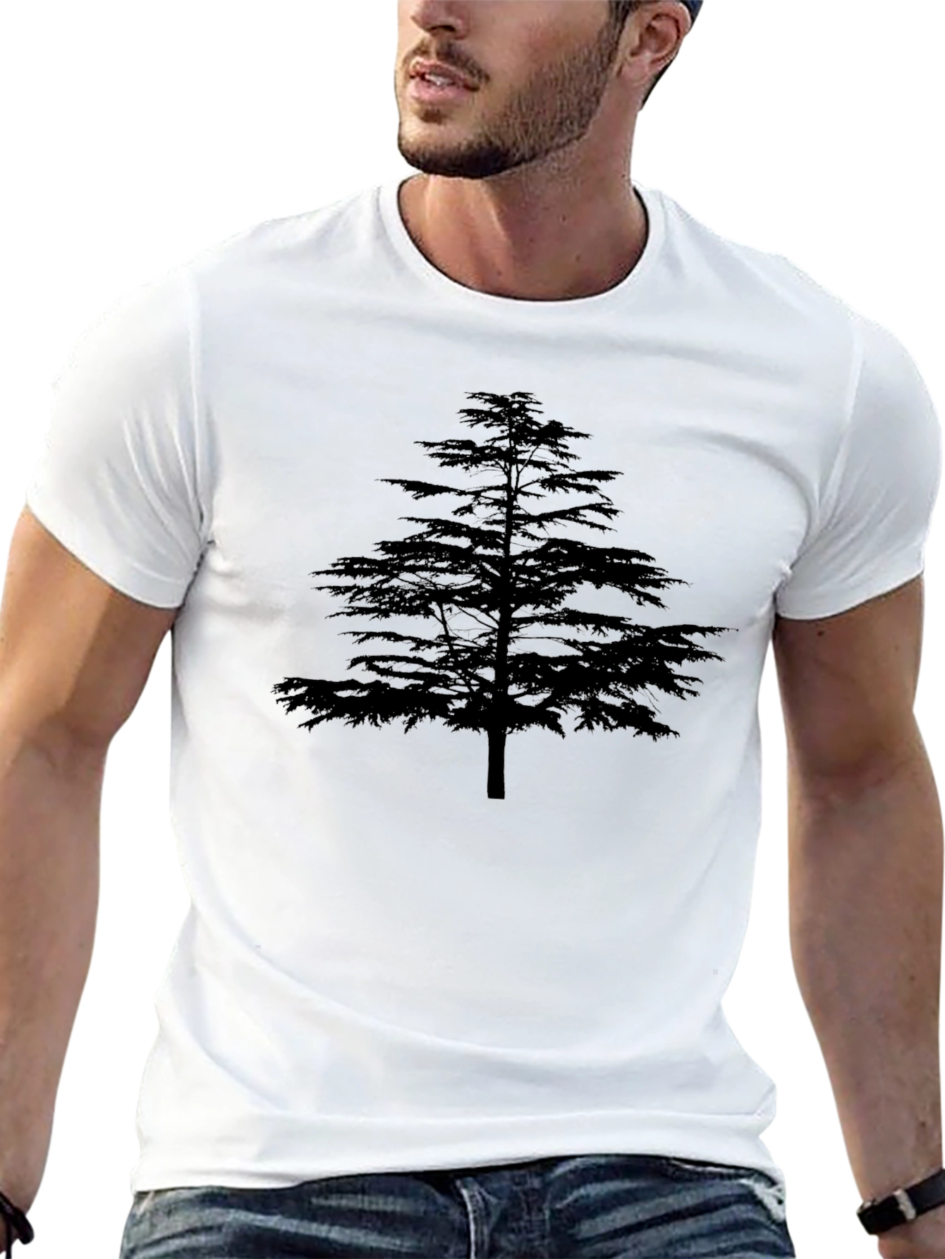 Mens Black Tree Graphic Tee - Nature Inspired Style
