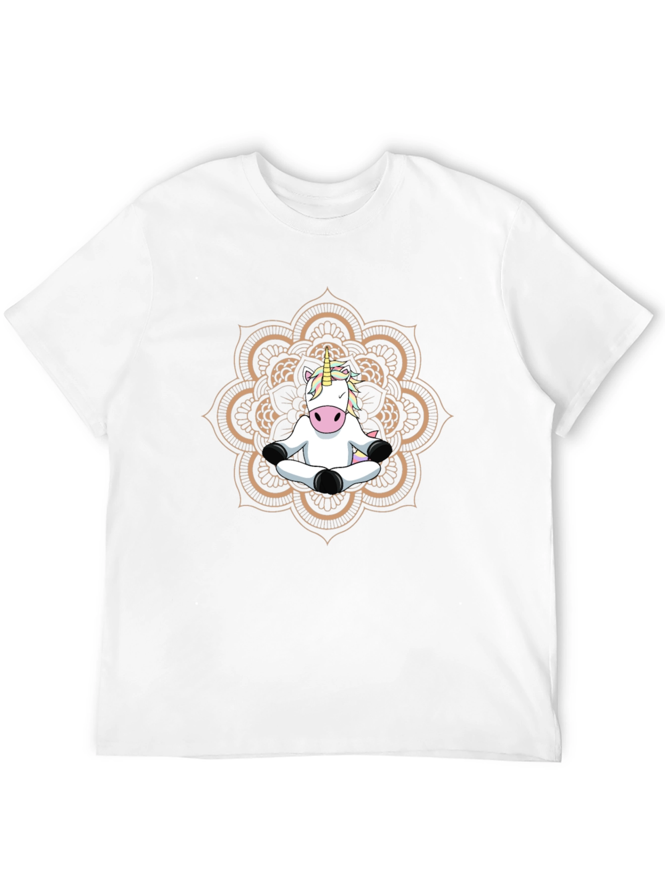 Yoga Unicorn Mandala Black T-Shirt