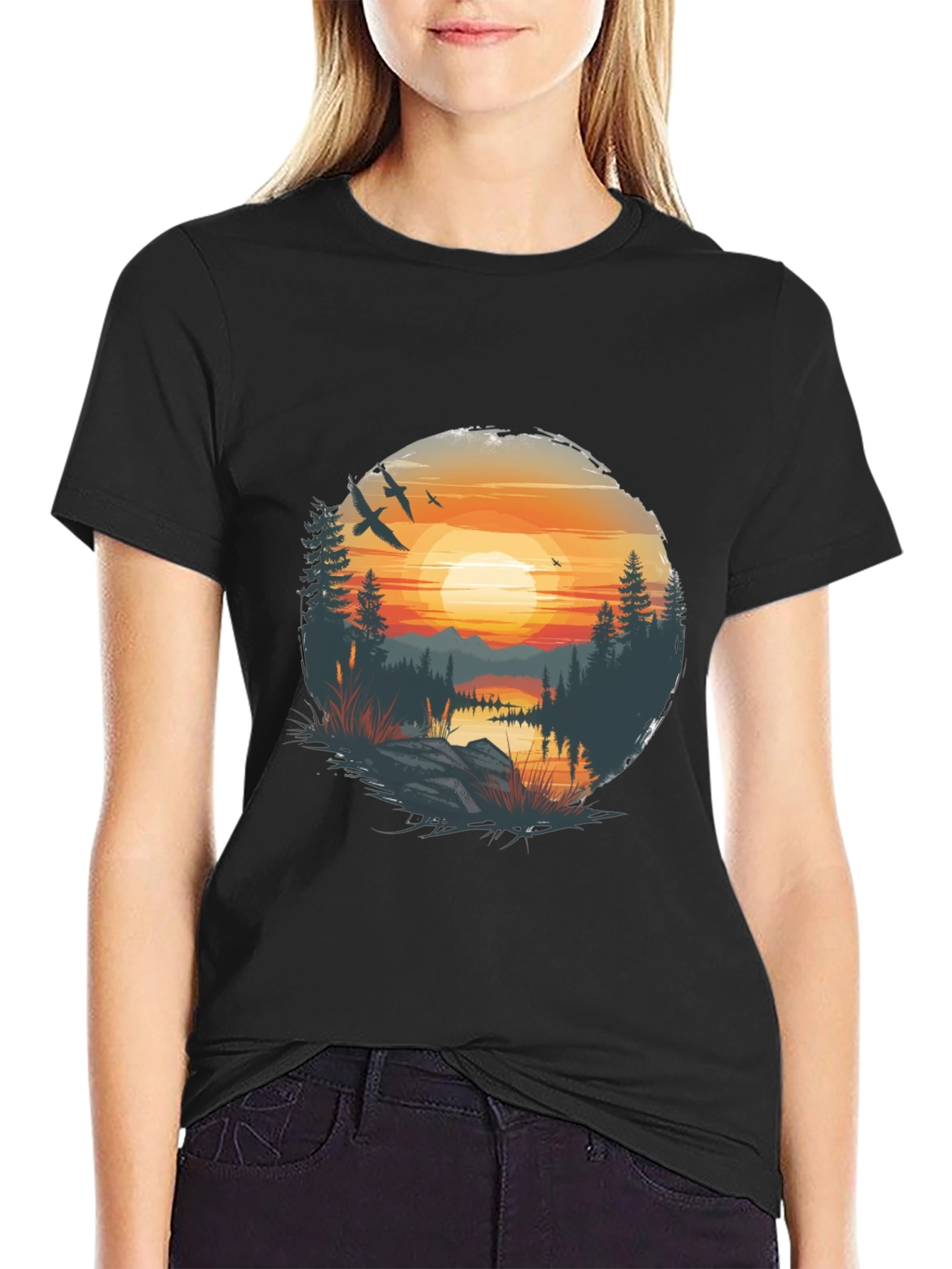 Sunset Lake Graphic Tee - Nature Inspired Design