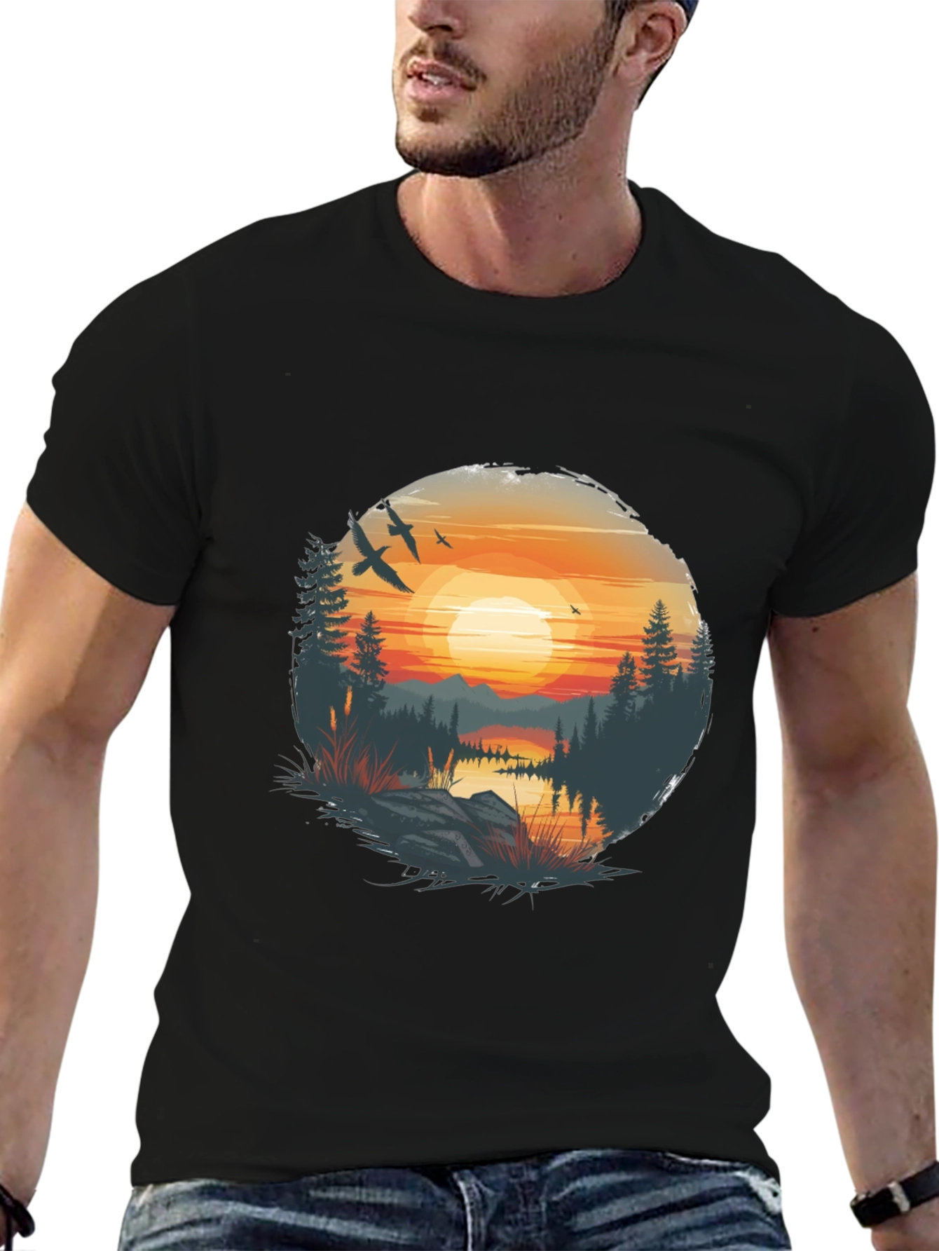 Sunset Lake Graphic Tee - Nature Inspired Design
