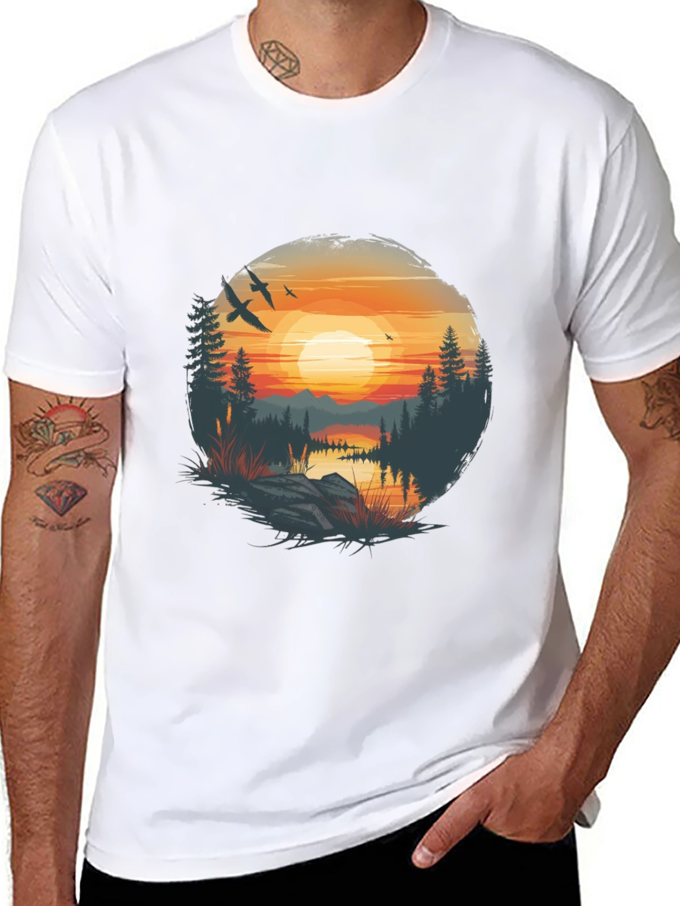 Sunset Lake Graphic Tee - Nature Inspired Design