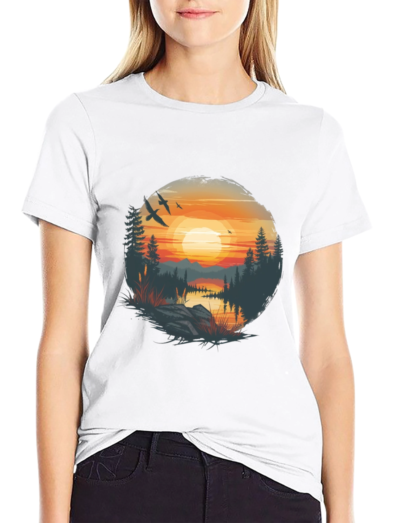 Sunset Lake Graphic Tee - Nature Inspired Design