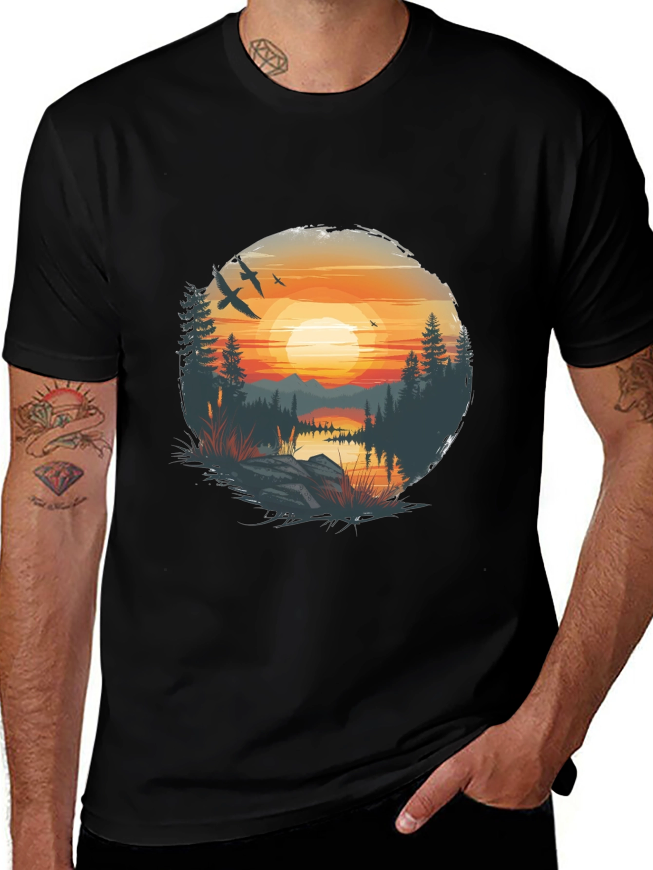 Sunset Lake Graphic Tee - Nature Inspired Design