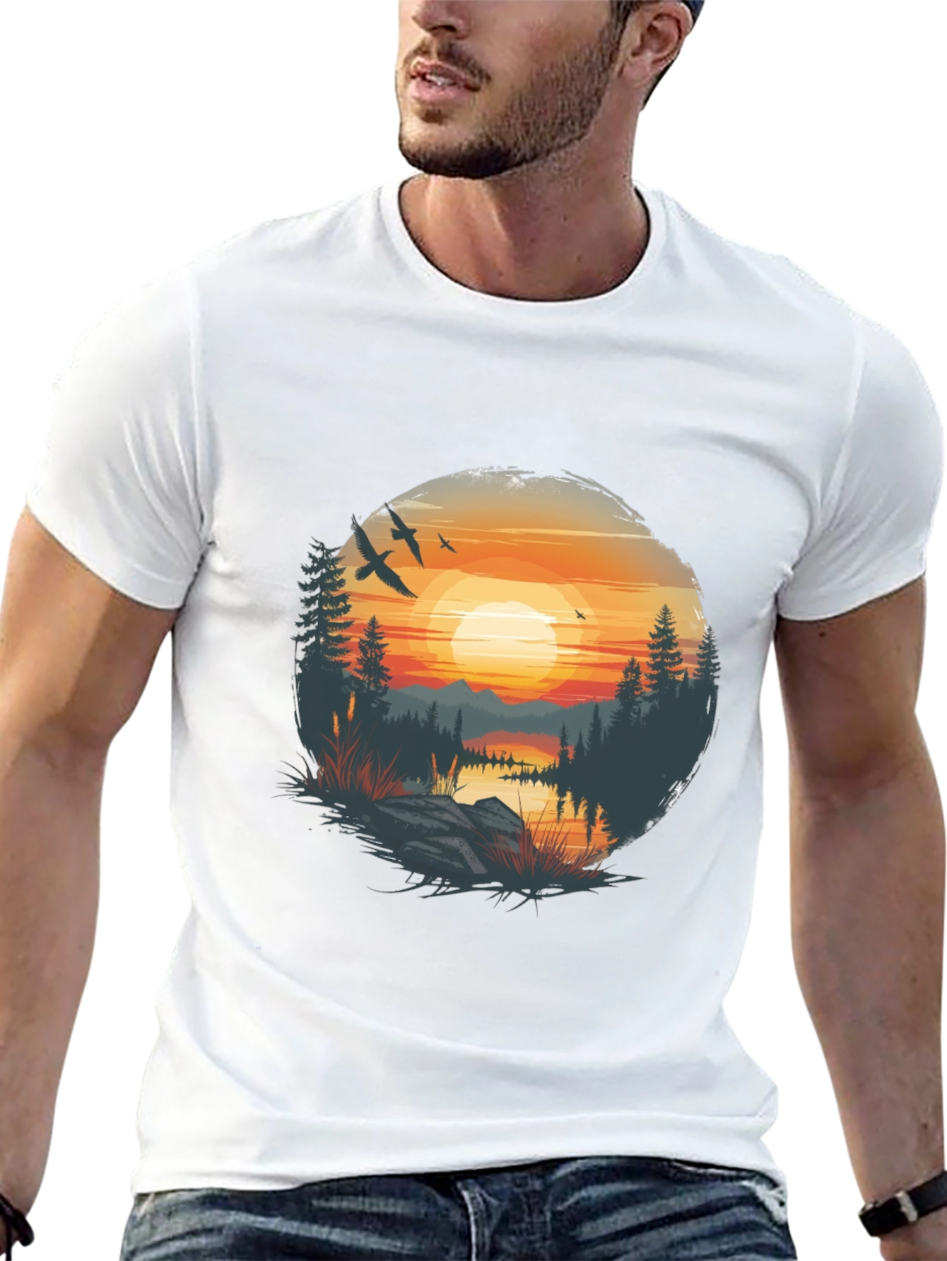 Sunset Lake Graphic Tee - Nature Inspired Design