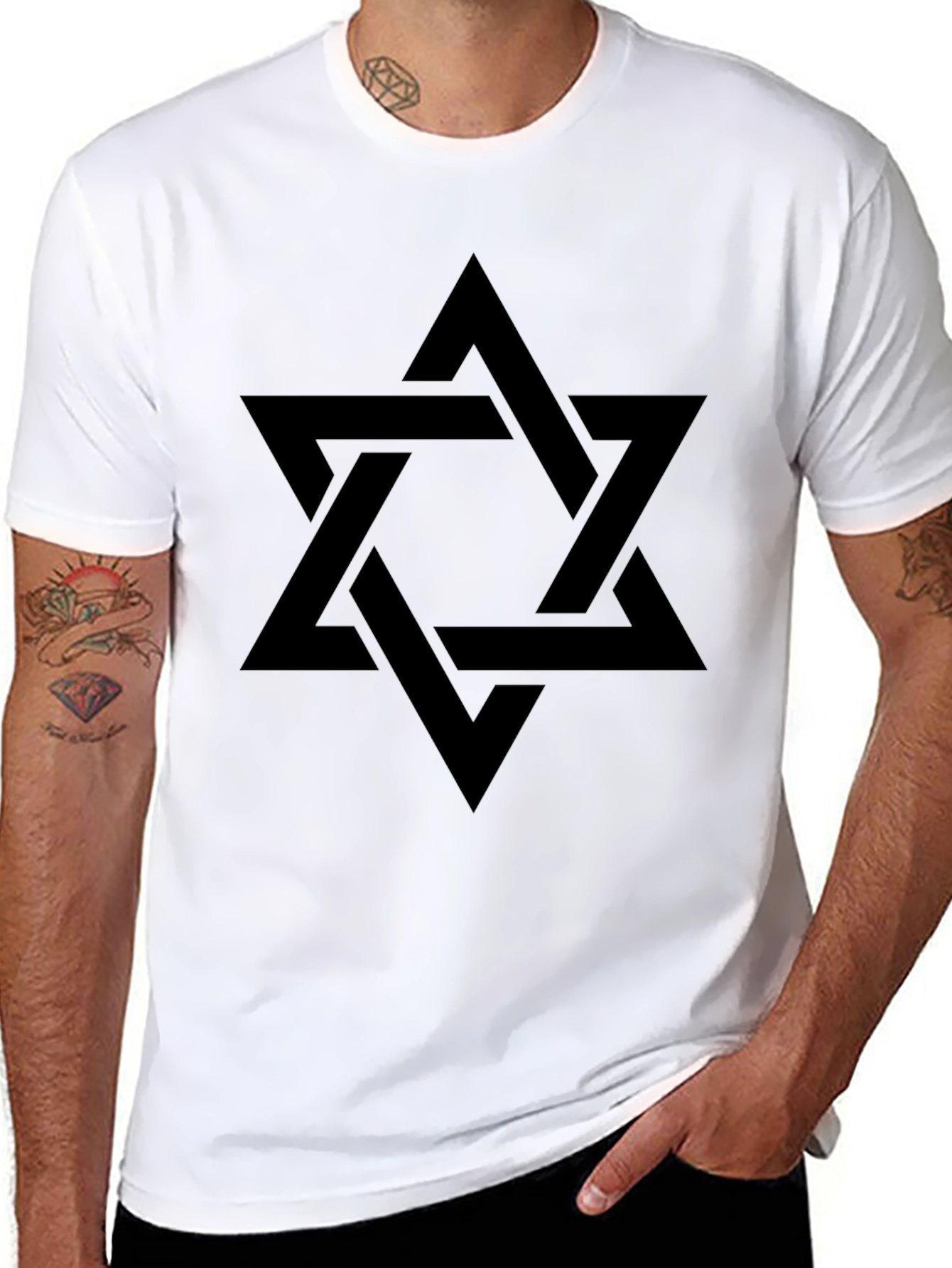 Mens Black Star Graphic T-Shirt