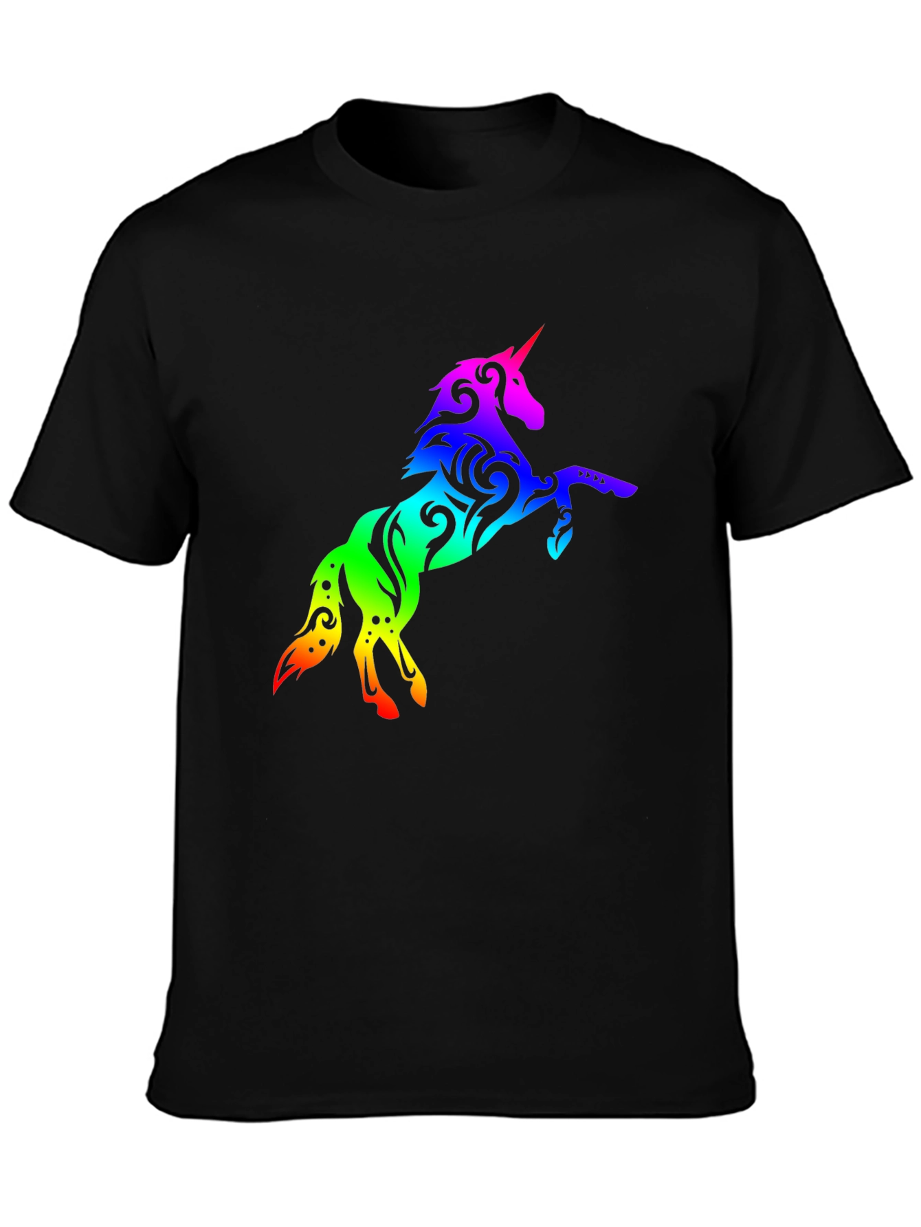 Rainbow Unicorn Graphic Tee - Black