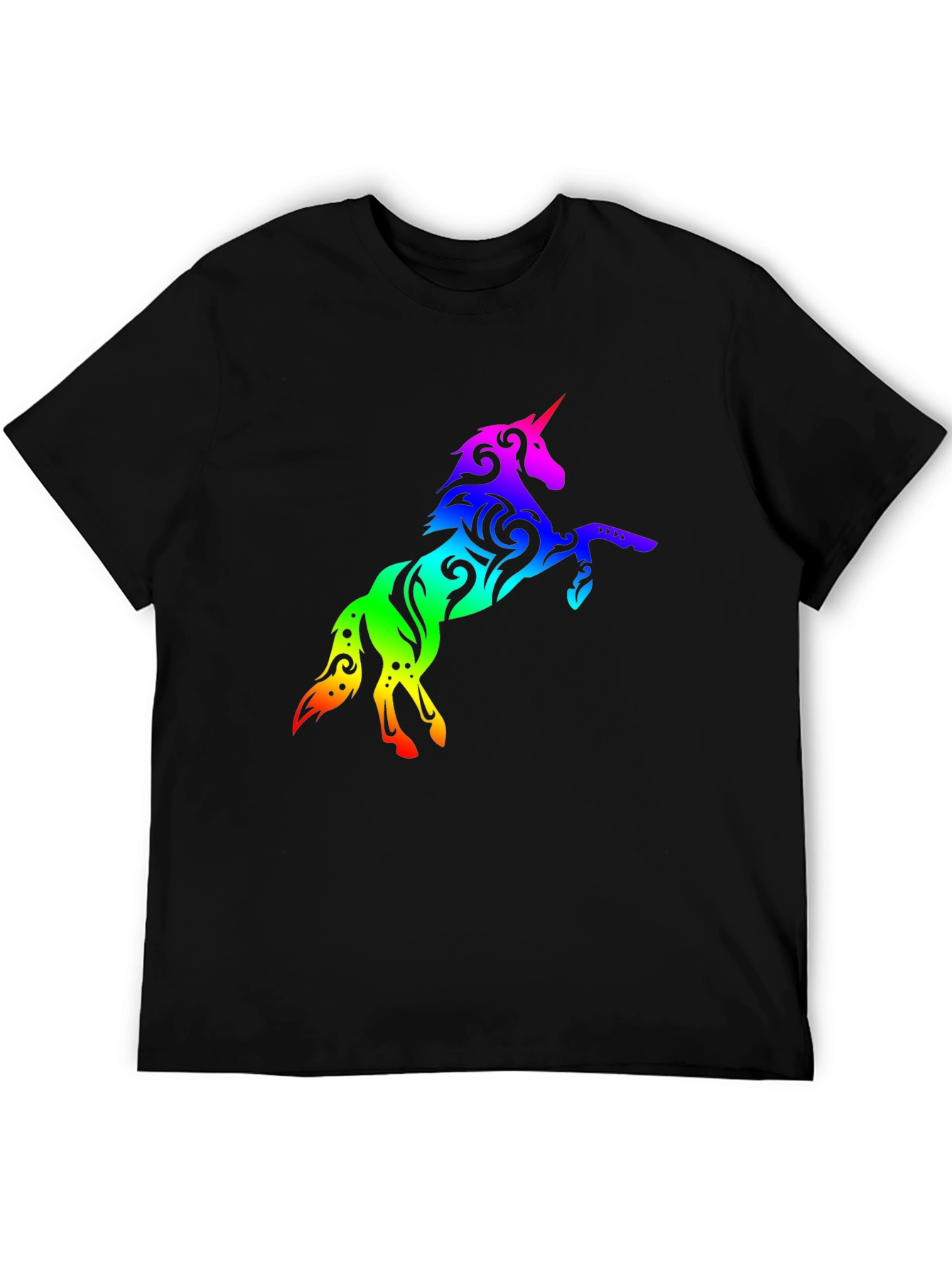 Rainbow Unicorn Graphic Tee - Black